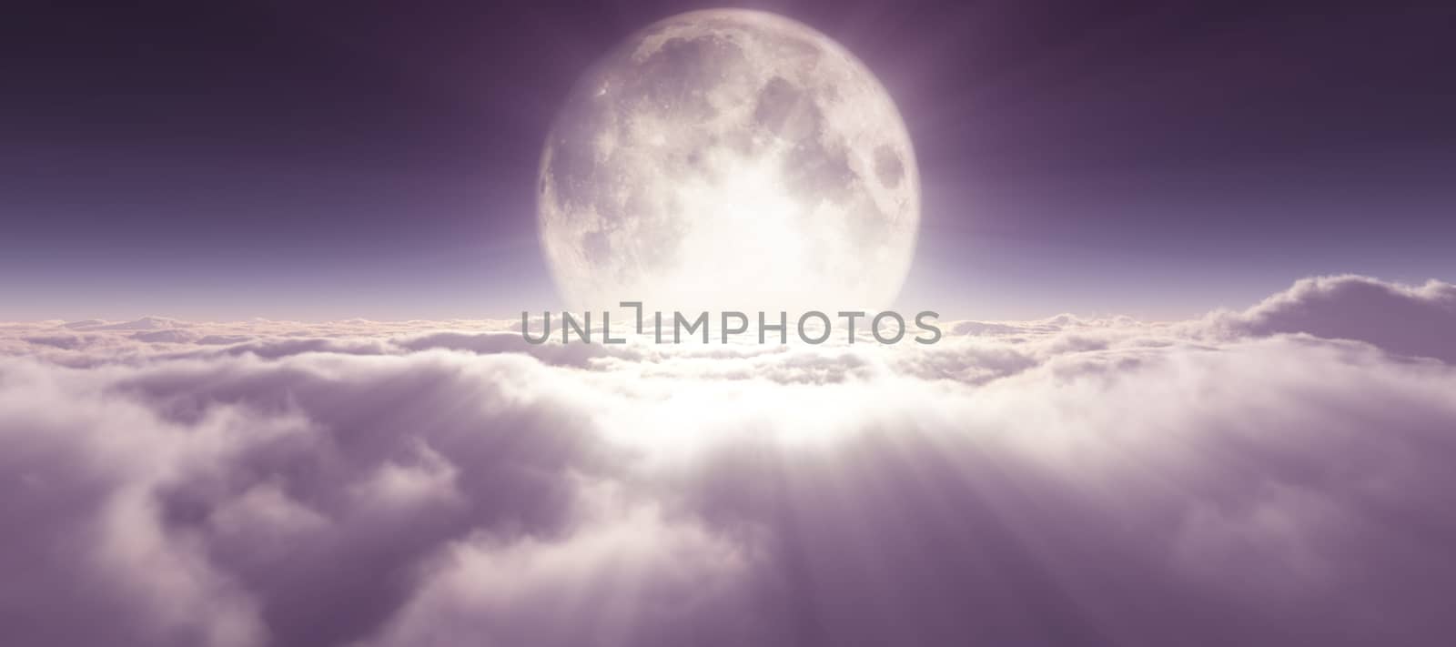 above clouds full moon illustration by alex_nako