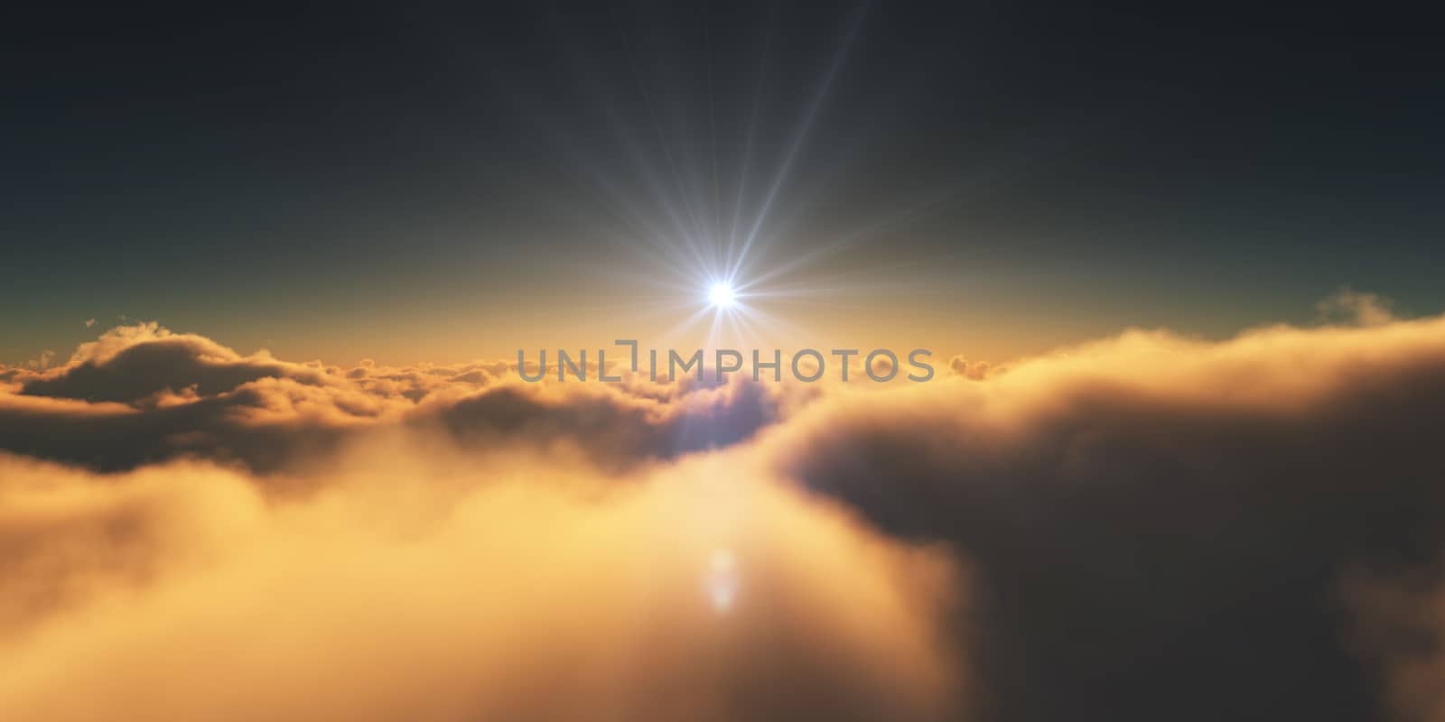 above clouds sunrise sun ray illustration by alex_nako