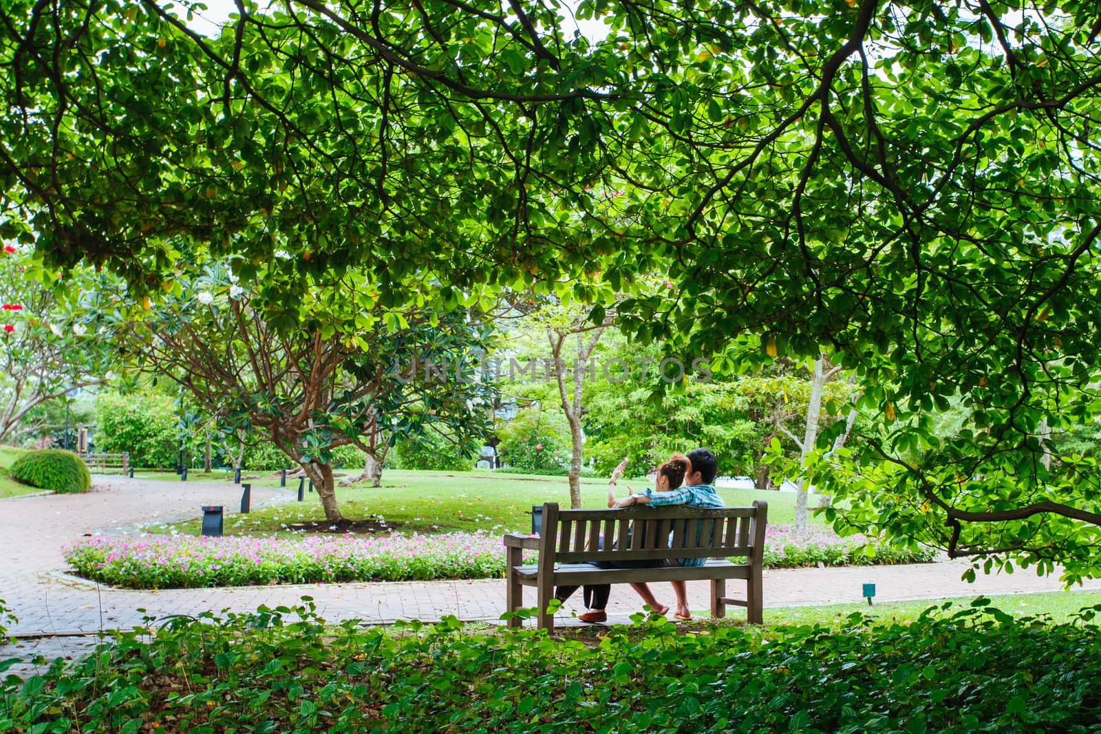 The surrounds of Fort Canning Park in Singapore City on a warm humid morning.