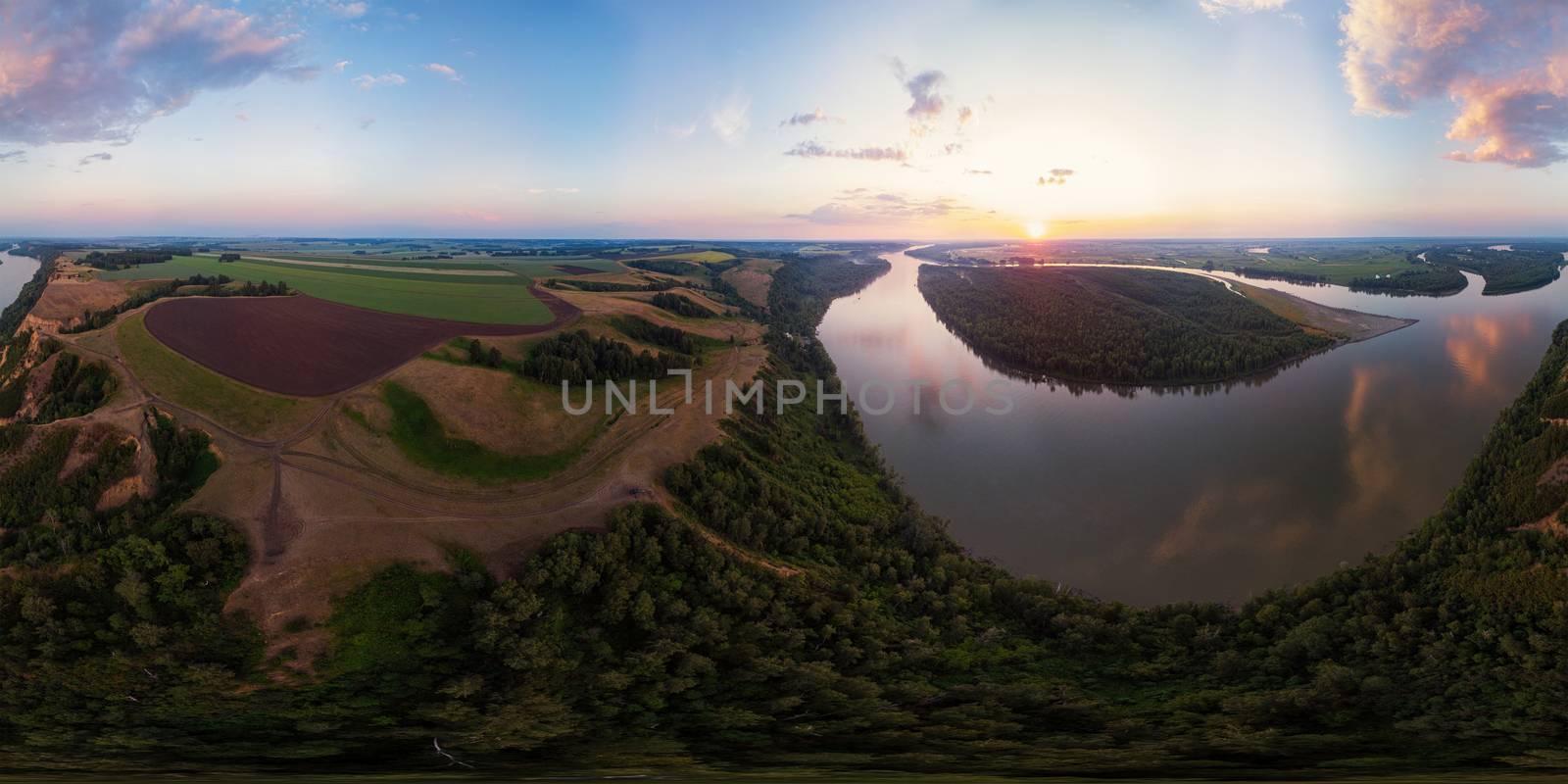 Aerial view of Ob siberian river by rusak