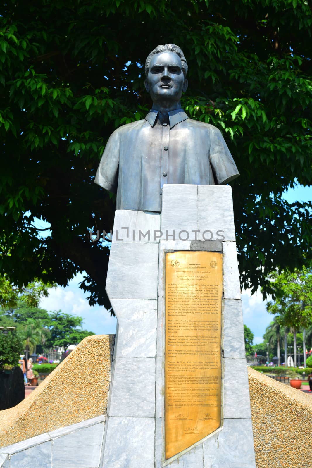 MANILA, PH - JULY 6: President Diosdado Macapagal head bust statue on July 6, 2016 in Manila, Philippines.