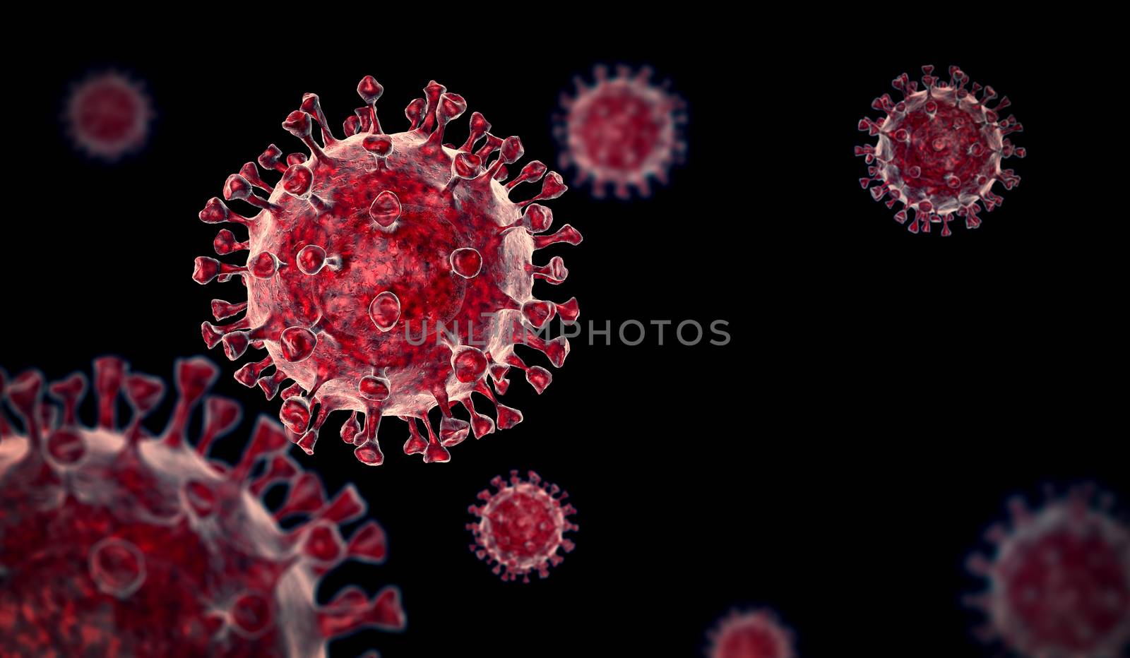 3D rendering of virus on black background by manaemedia