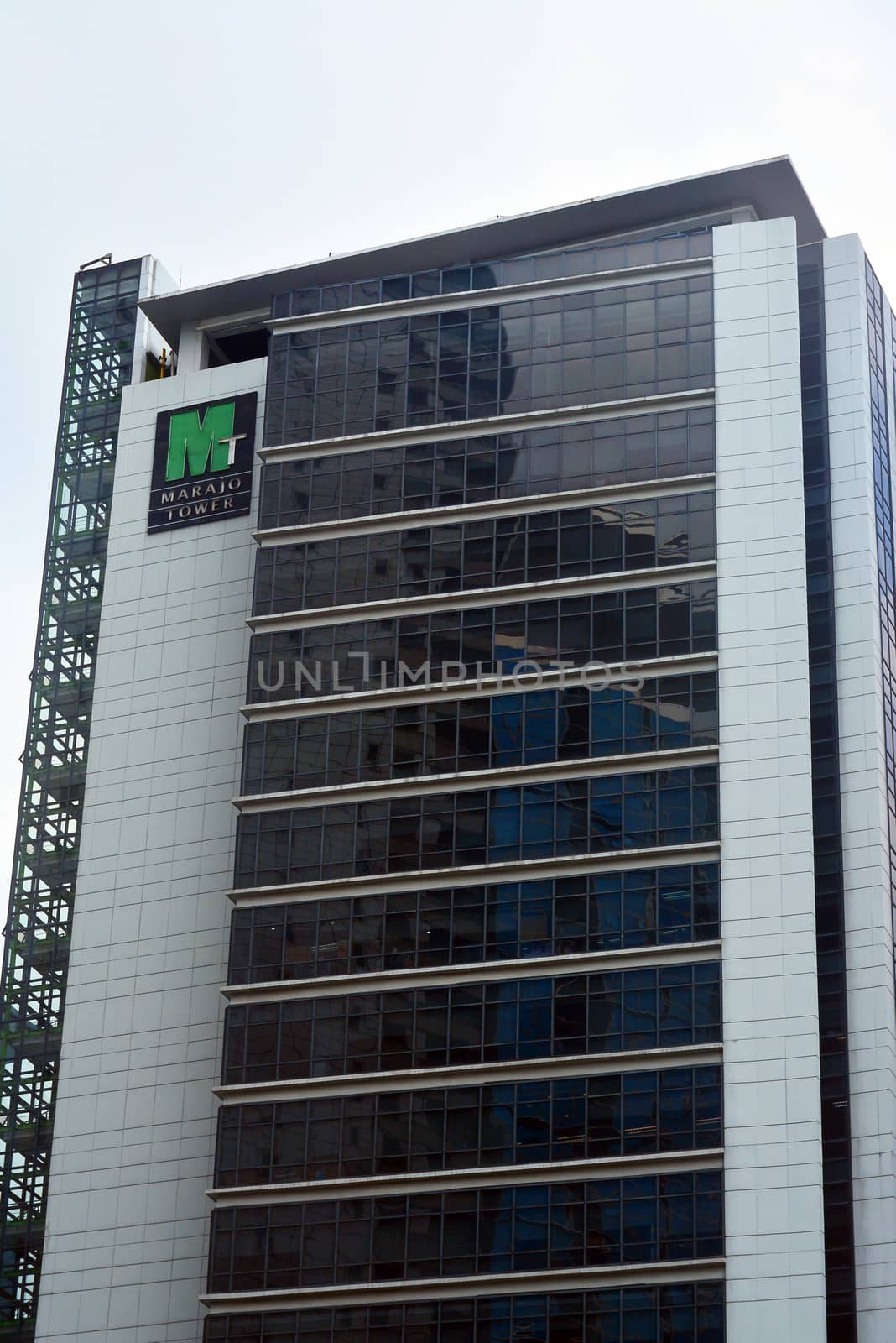 TAGUIG, PH - OCT. 1: Marajo Tower facade on October 1, 2016 in Bonifacio Global City, Taguig, Philippines. Marajo Tower is a 23-storey, PEZA accredited office building.