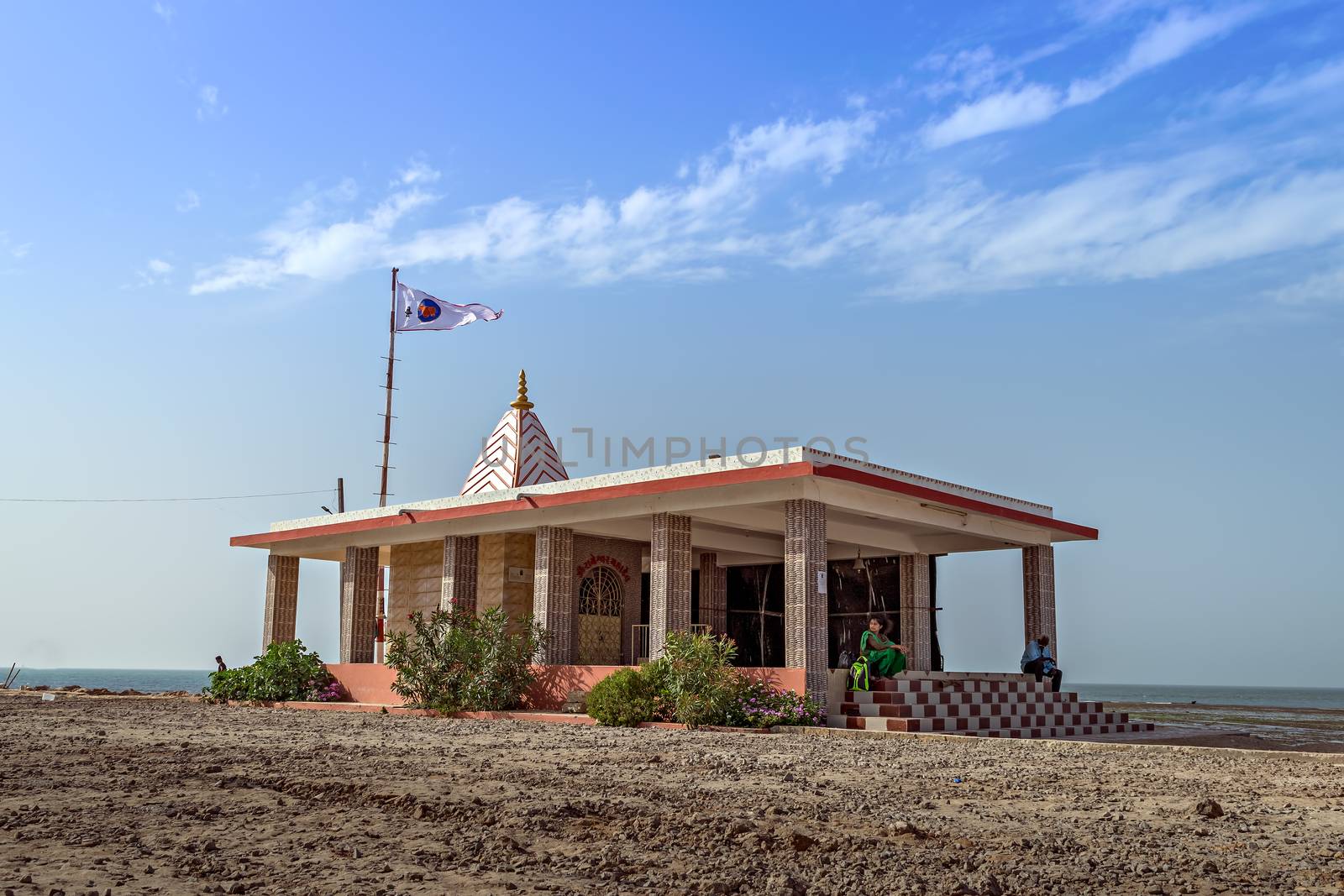 Okha, Gujrat, India-April 14th, 2018 : Rameshwar Mahadev temple is the temple of Lord Shiva situated on the northernmost point of India in lower part of Gujrat state. by lalam