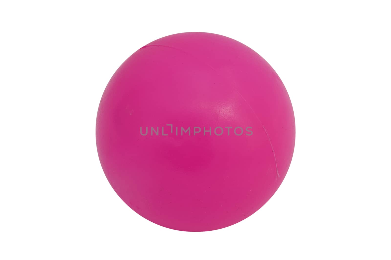 Pink round plastic ball cut out on and isolated on a white background