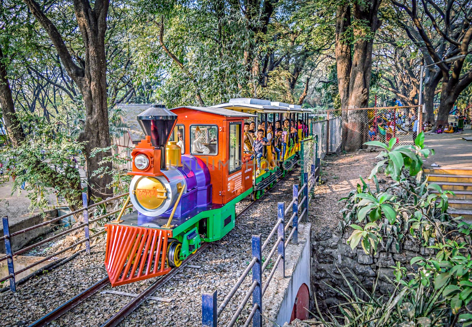 Pune, India-December 31st,2016- The toy train named 'Fulrani' in Peshwe Park. by lalam
