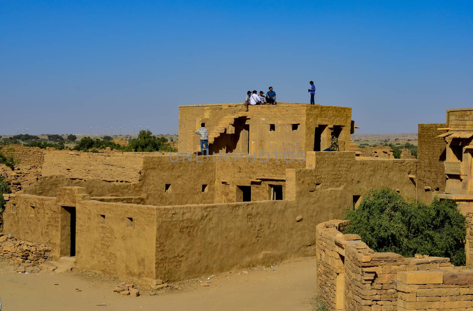 Rajasthan, India, 2020. House in the cityscape of abandoned town of Kuldhara near Jaisalmer on the way to Sam Sand Dunes. Around 13th century, once a prosperous village inhabited by Paliwal Brahmins by jayantbahel