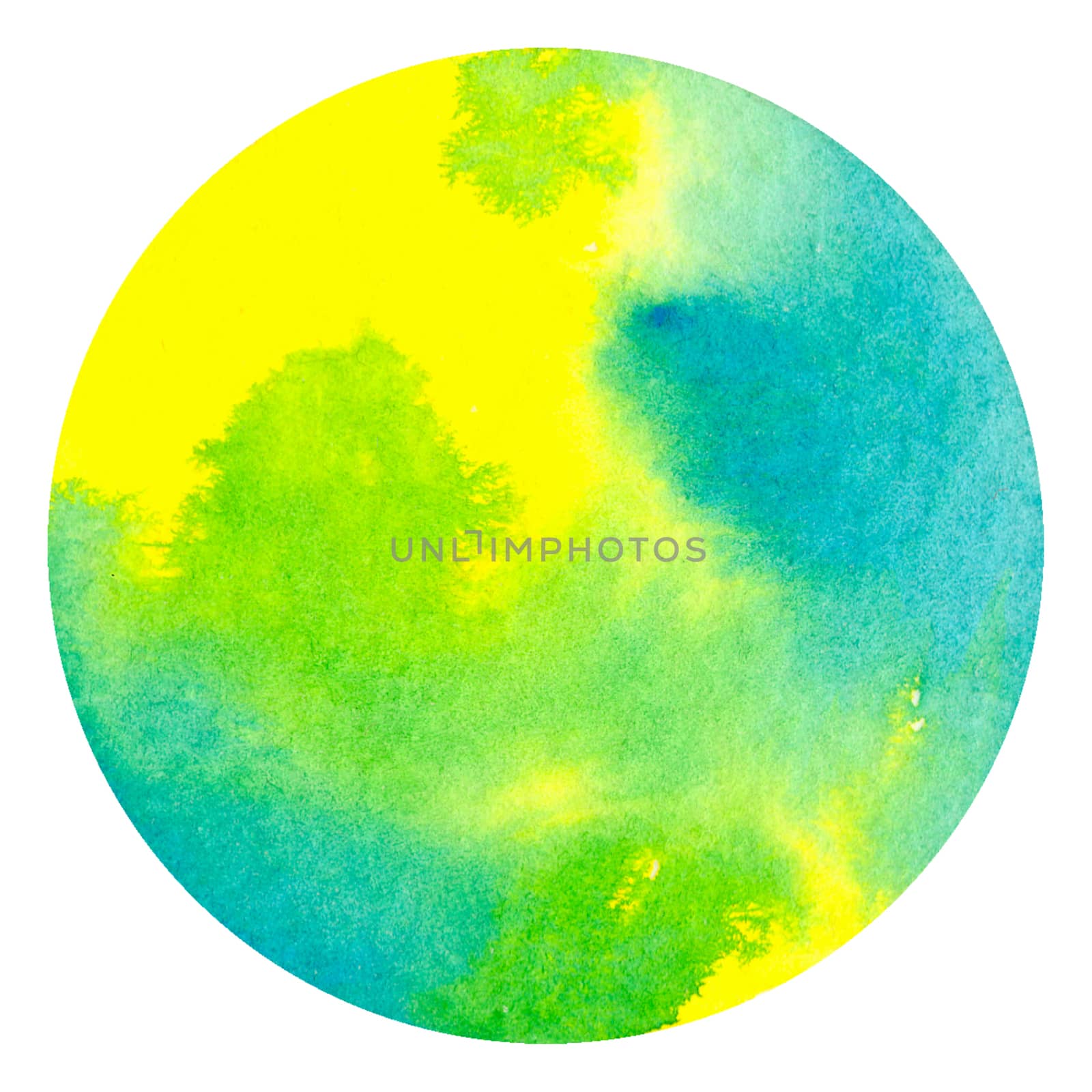 Abstract watercolor hand painting in circle shape for the text message background. Colorful splashing in the paper. Perfect for branding, greetings, websites, digital media, invites, weddings.