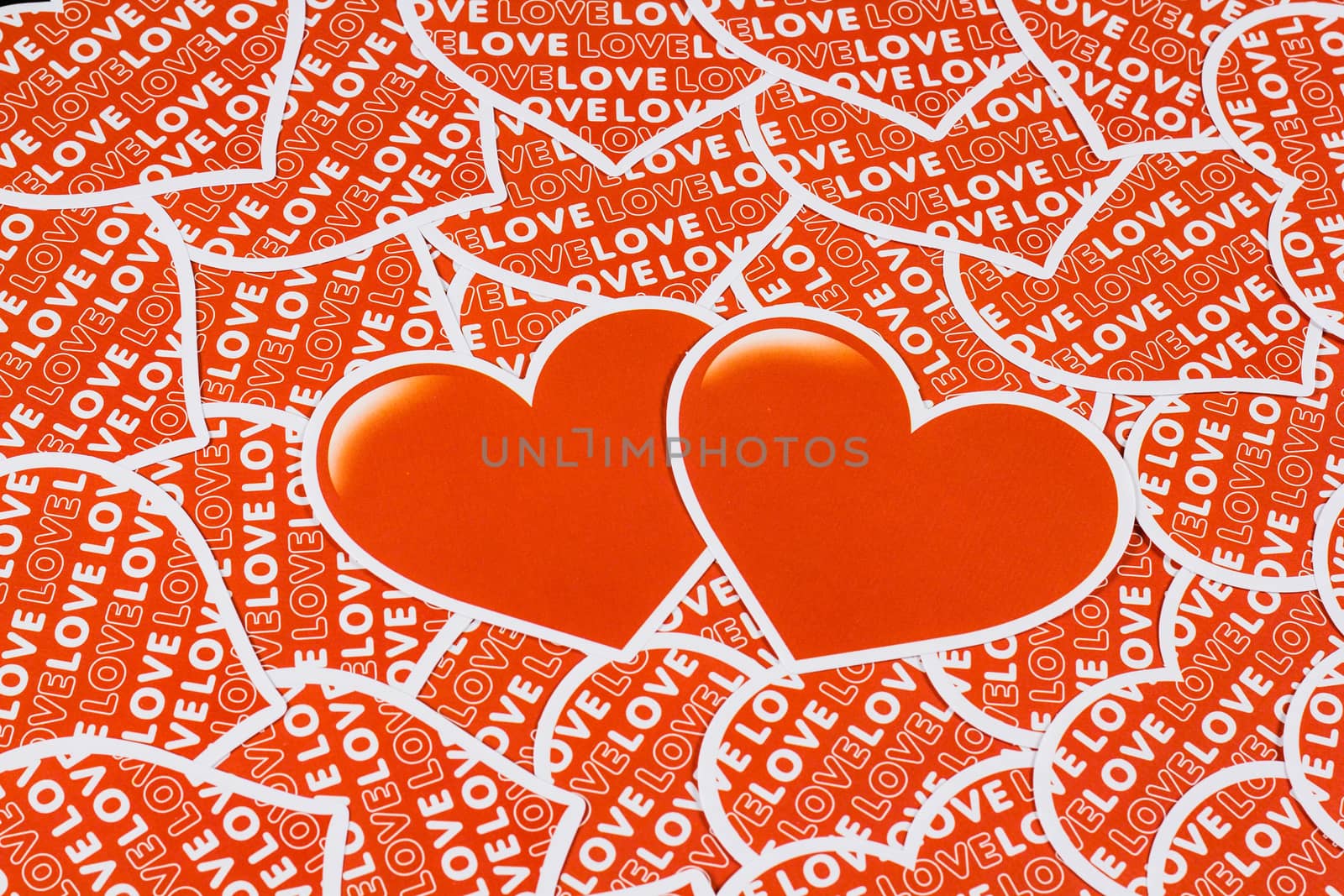 two heart in group of love background