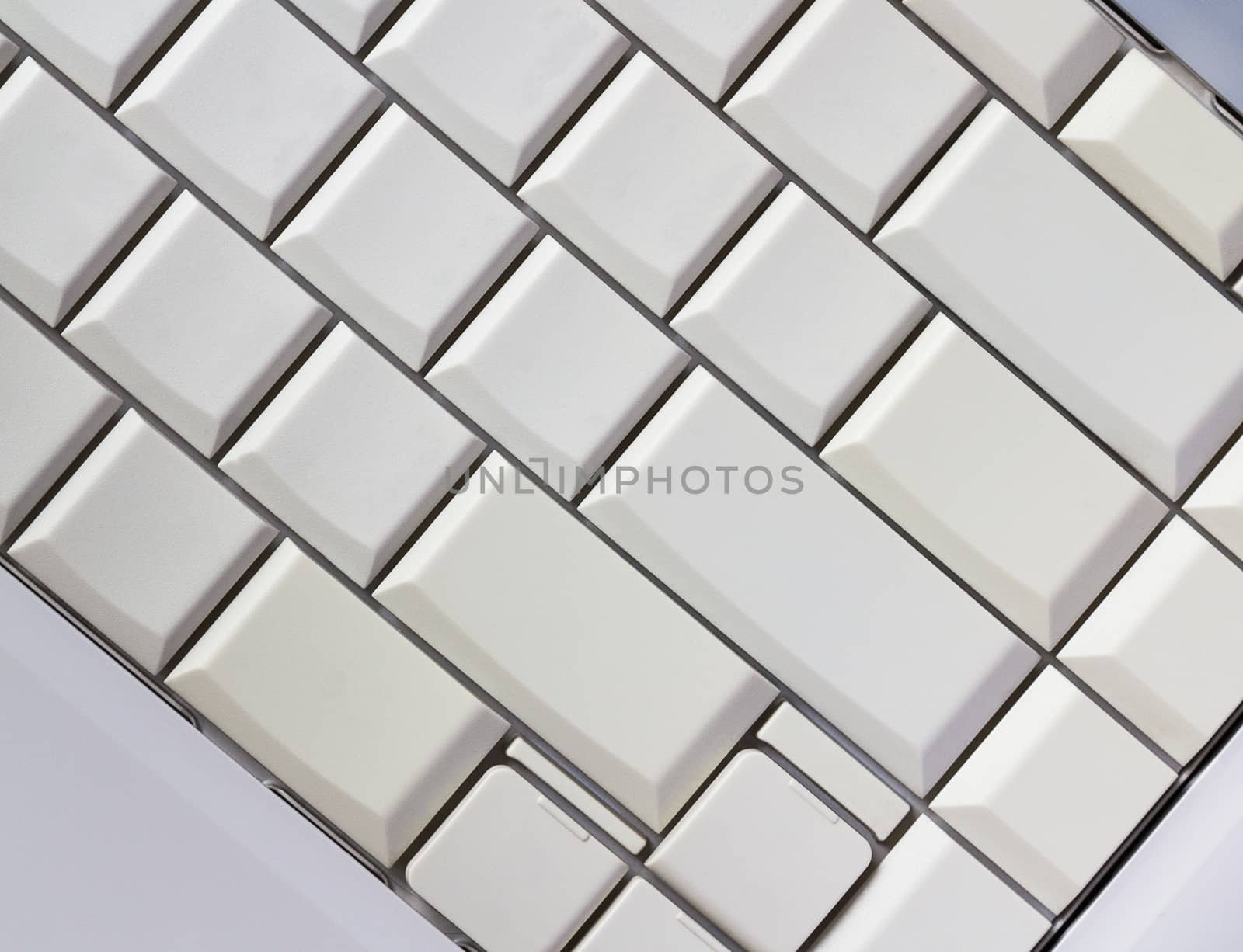 Close up white plain keyboard, background style 