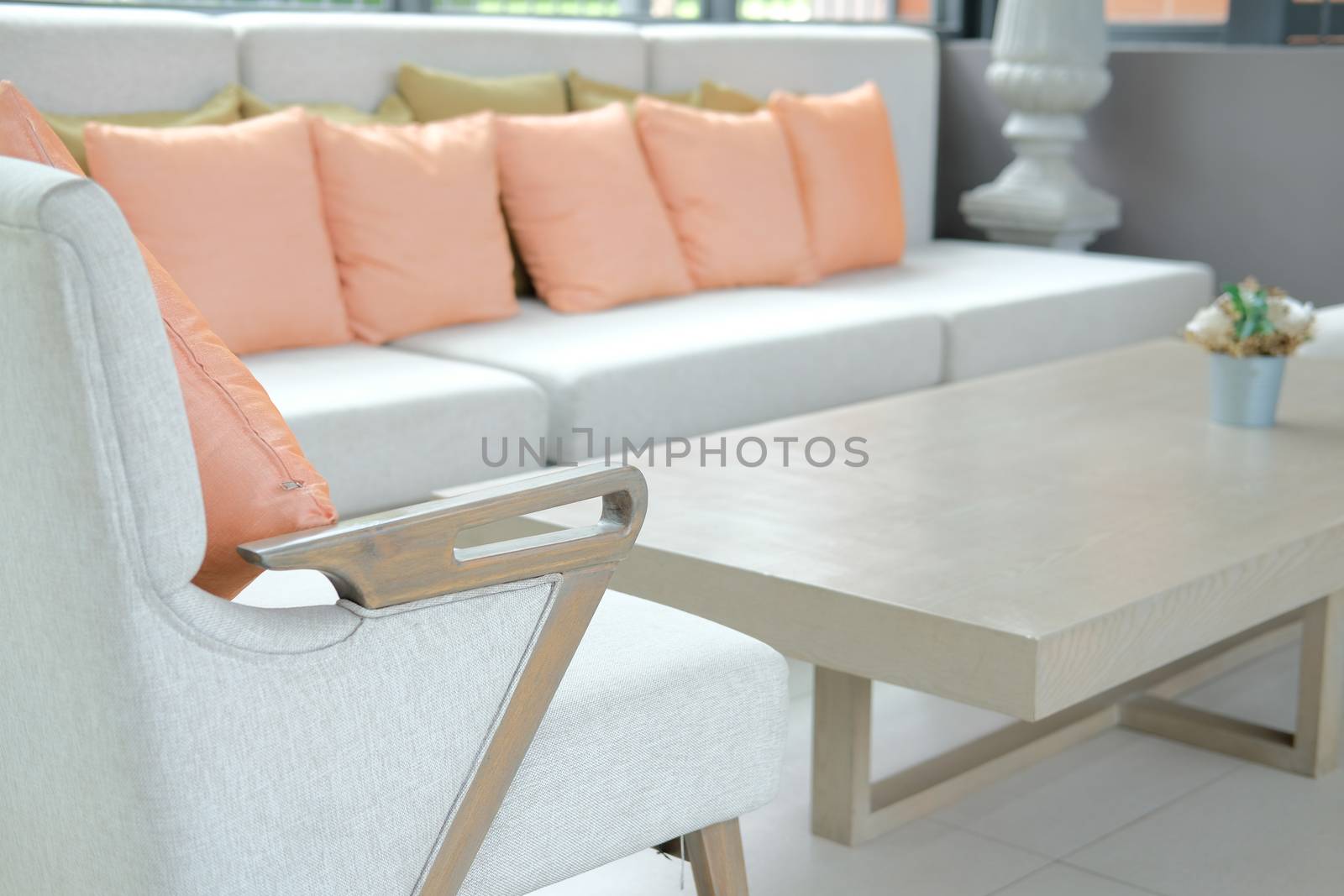pillow on chair sofa couch in living room. home apartment interior