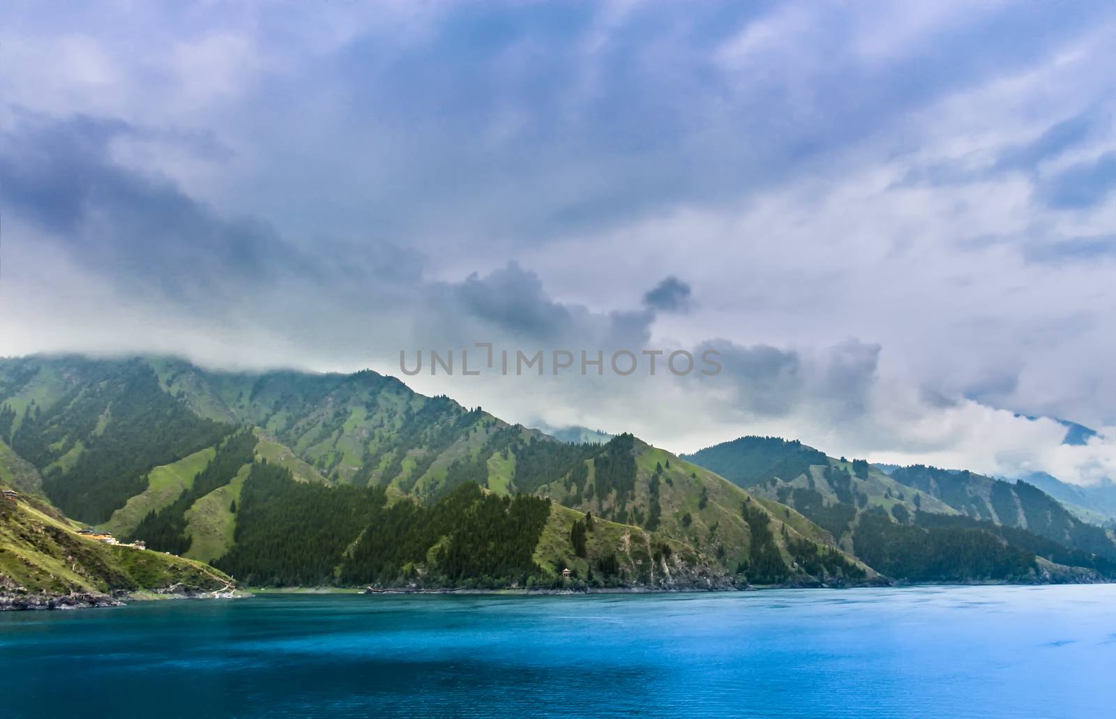 Tianchi alpine lake lies on the north side of the Bogda Shan, Xinjiang, China