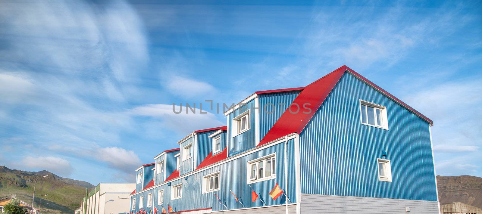 Colourful buildings and homes of Iceland in summertime.