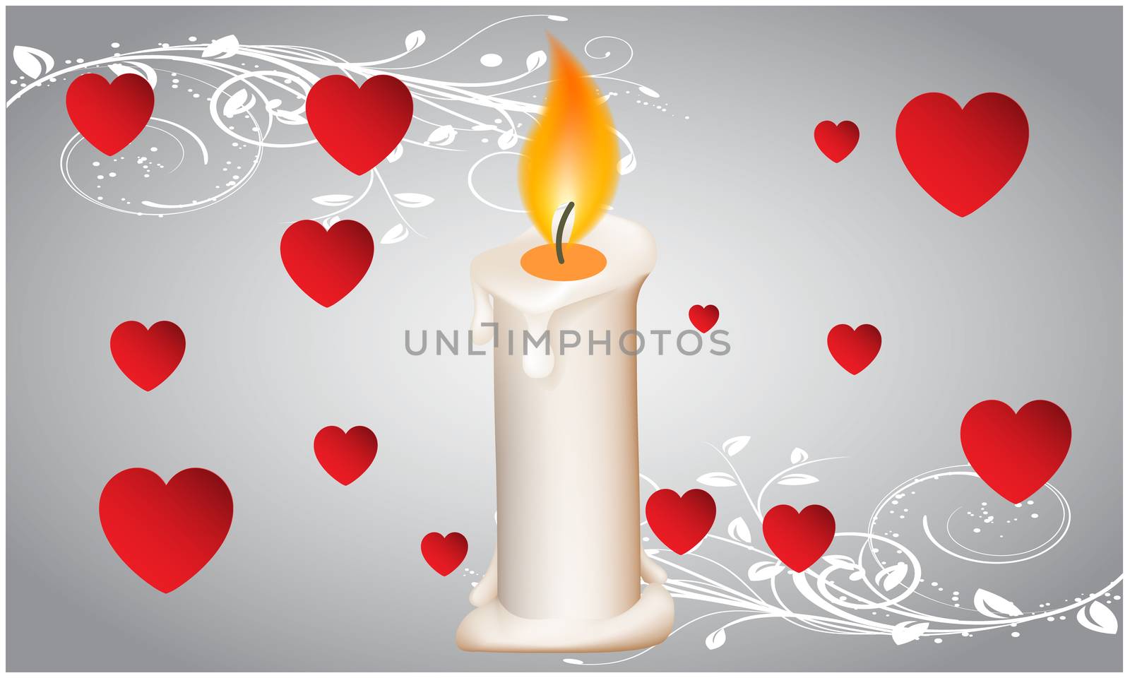 burning of realistic candle on abstract heart background by aanavcreationsplus
