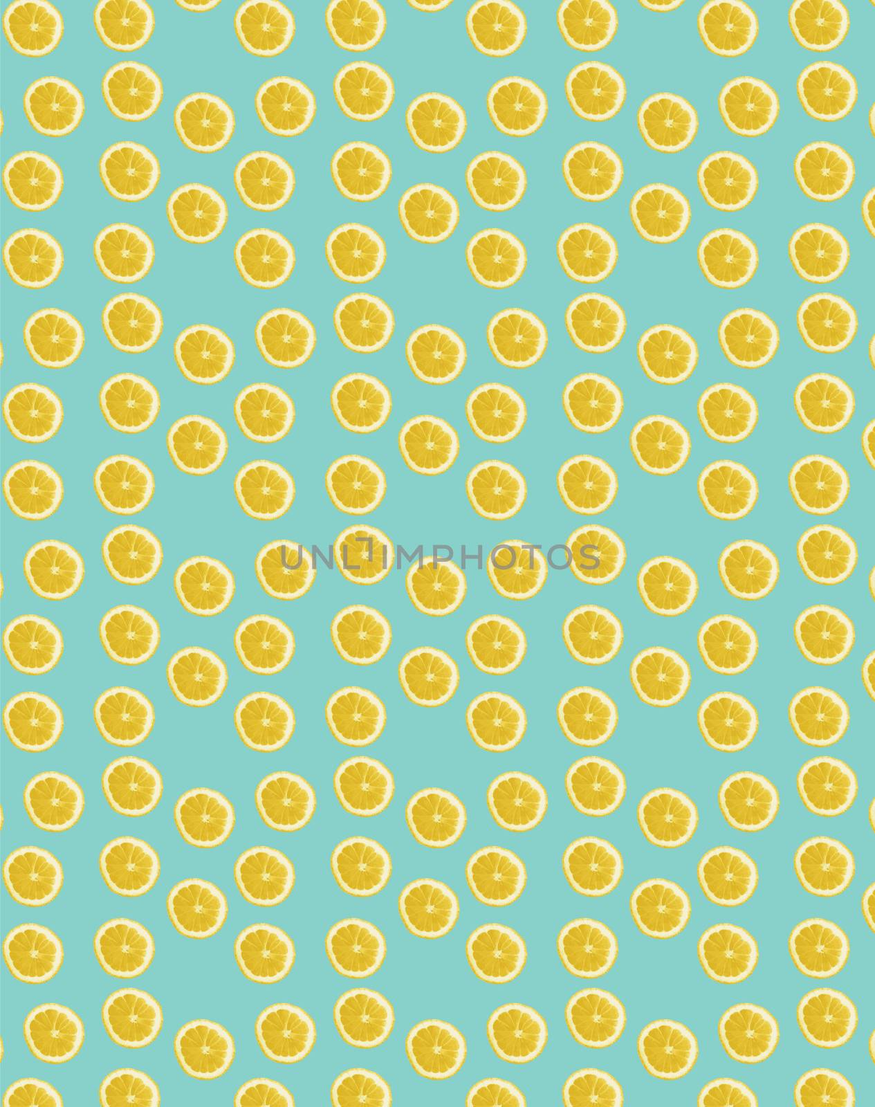slice of lemon repeating pattern decor on azure retro blue wallp by Henkeova