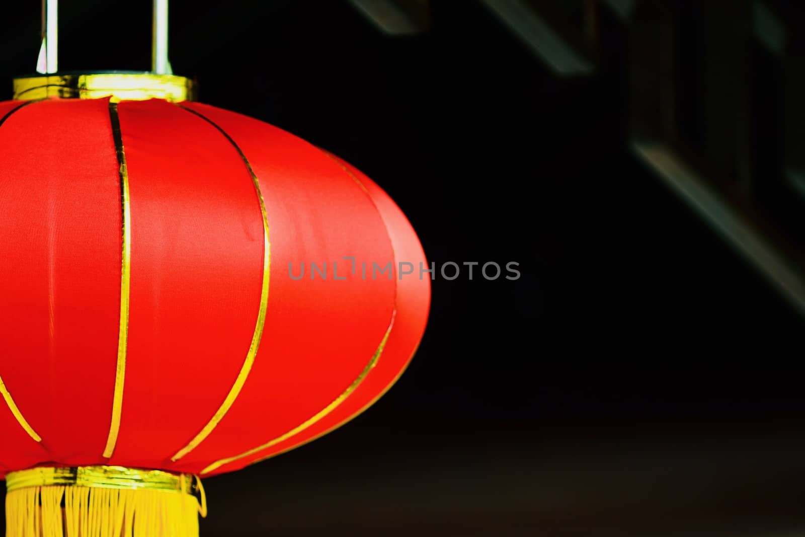 Chinese New Year decorations involving the red colour and lucky images to Drive Off Bad Luck. by Marshalkina