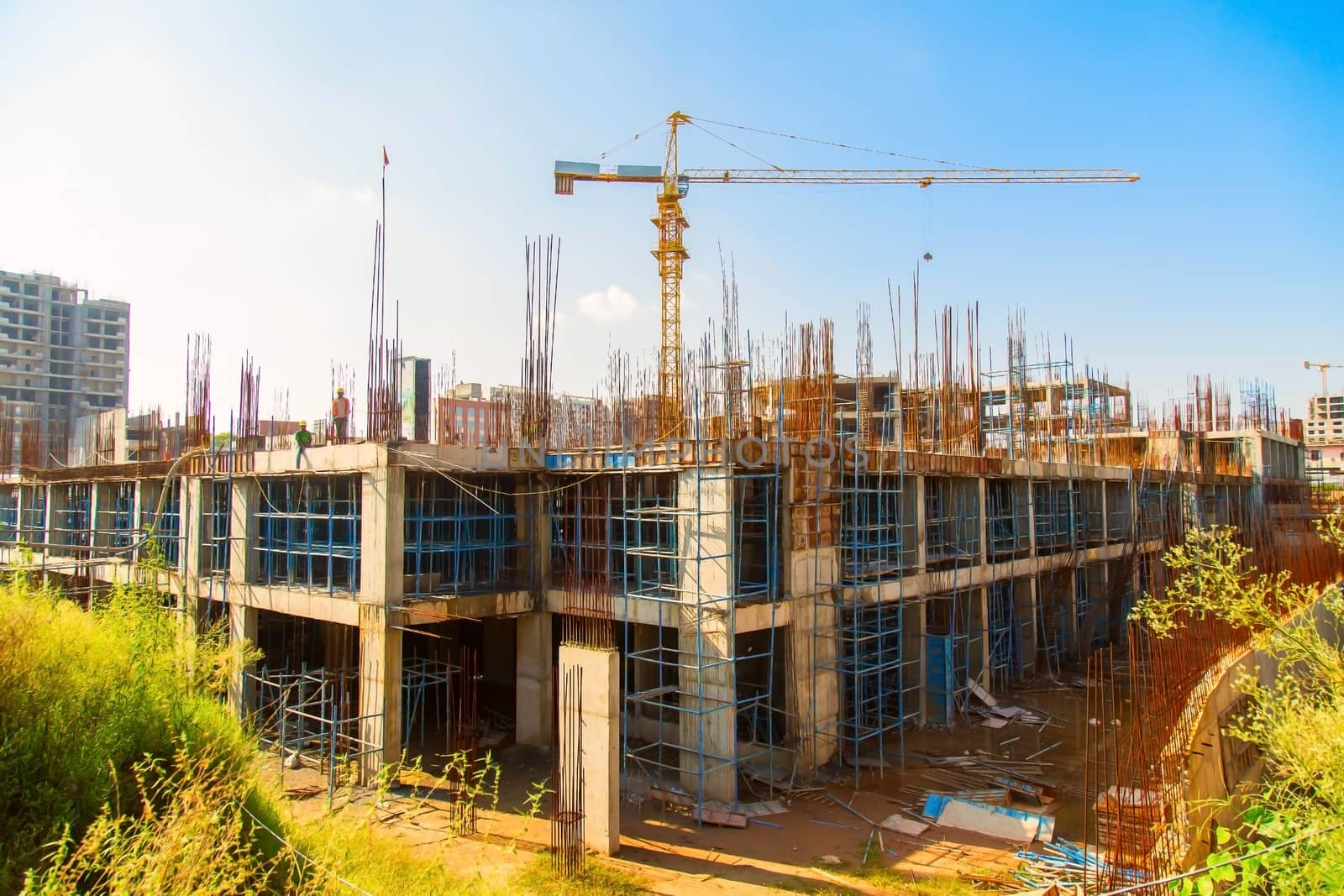 Karnal, Haryana, India - march 2018 : Top View of new construction of buildings in karnal