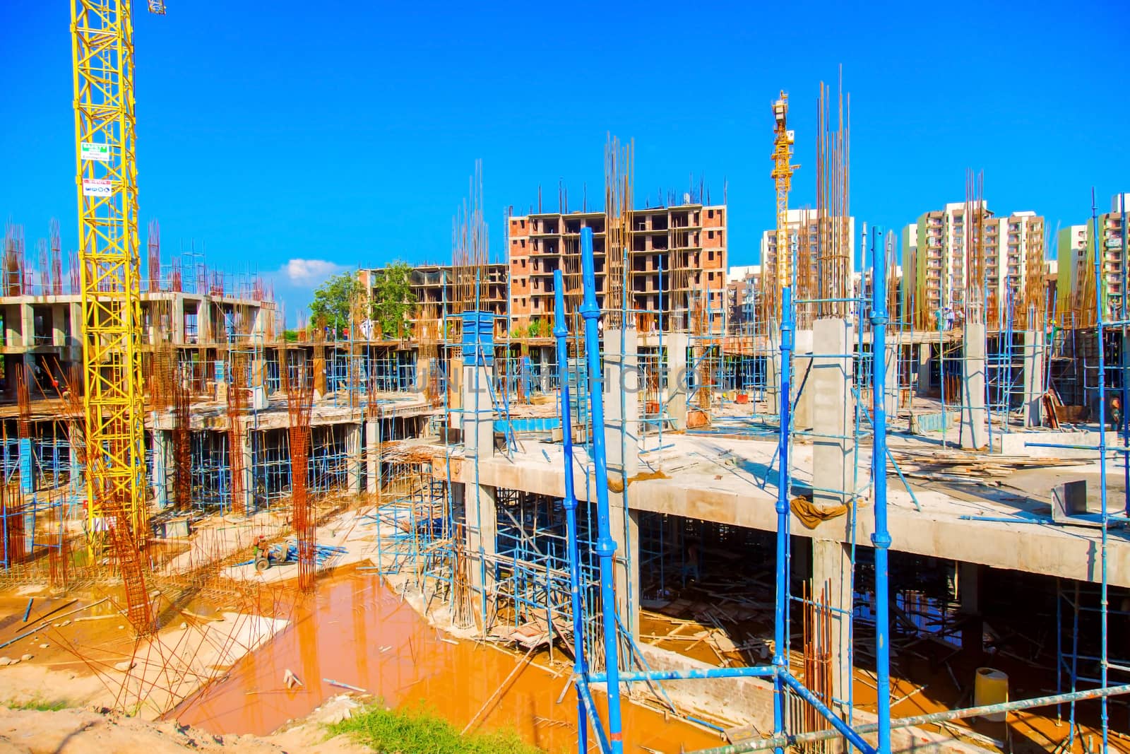jabalpur, Madhya Pradesh India - May 2019 : view of a new constructing buildings in jabalpur