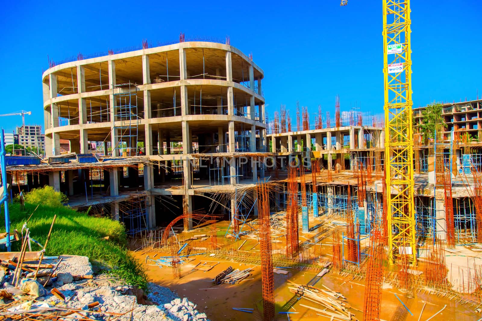 Guwahati, India - june 2019 : view of a new constructing buildings in guwahati