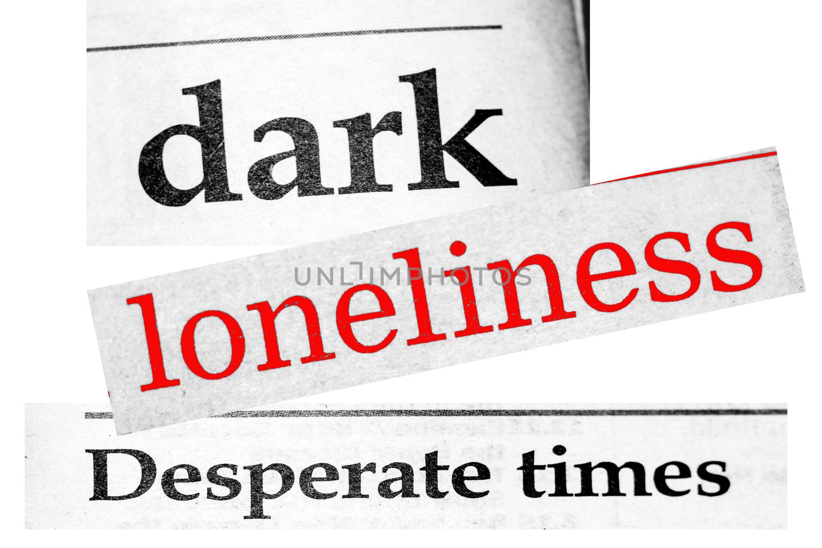 Distressed newspaper headline dark loneliness desperate times by paddythegolfer