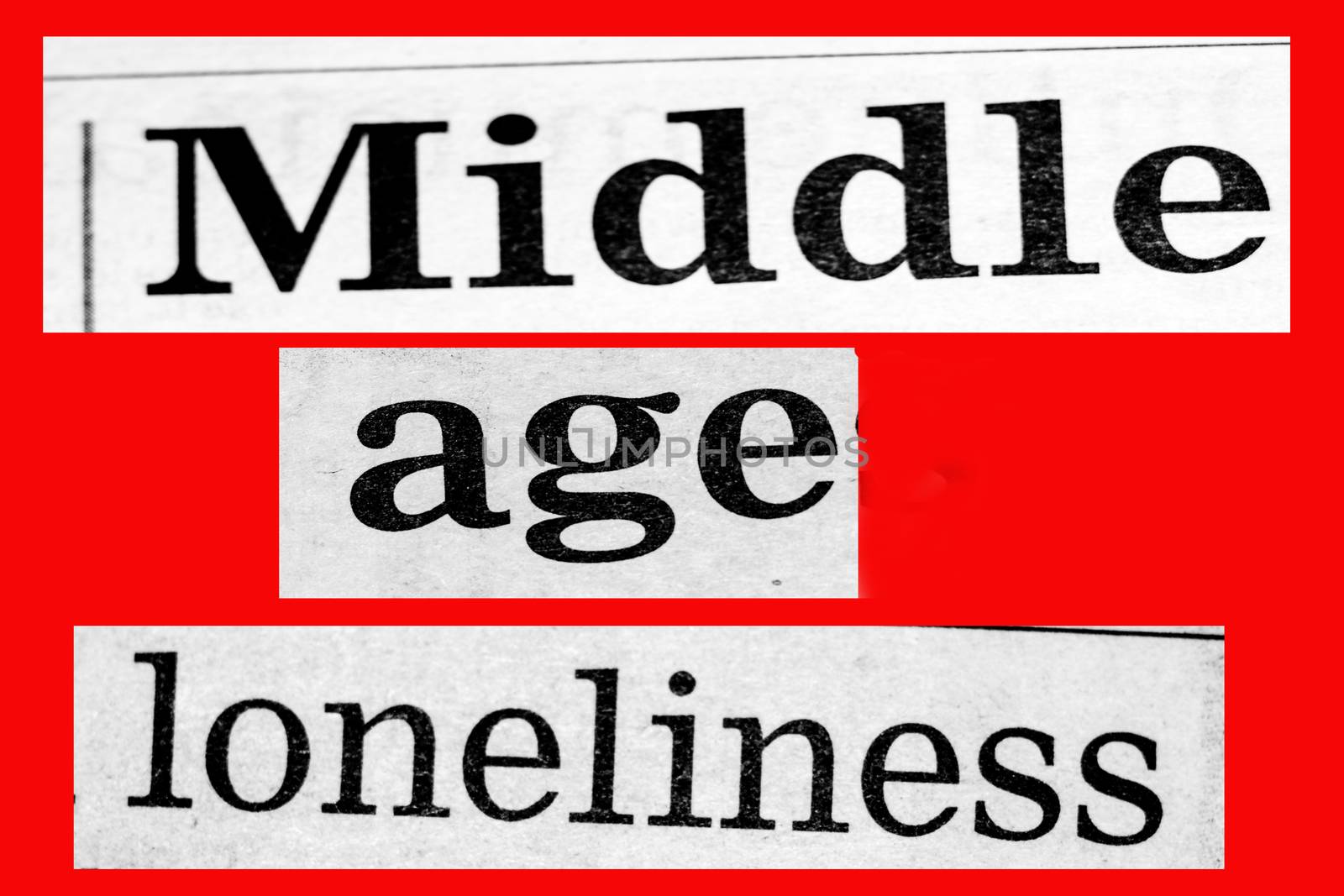 Distressed newspaper headline about middle age loneliness by paddythegolfer
