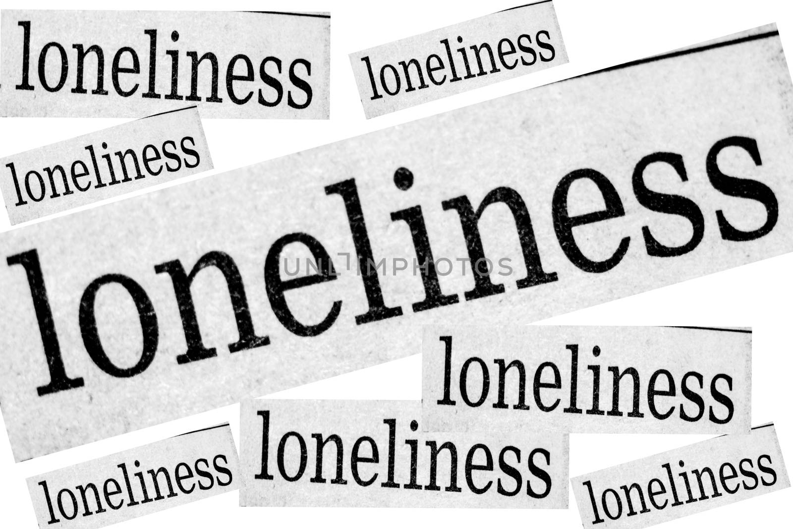 Distressed newspaper headline reading of mass loneliness by paddythegolfer