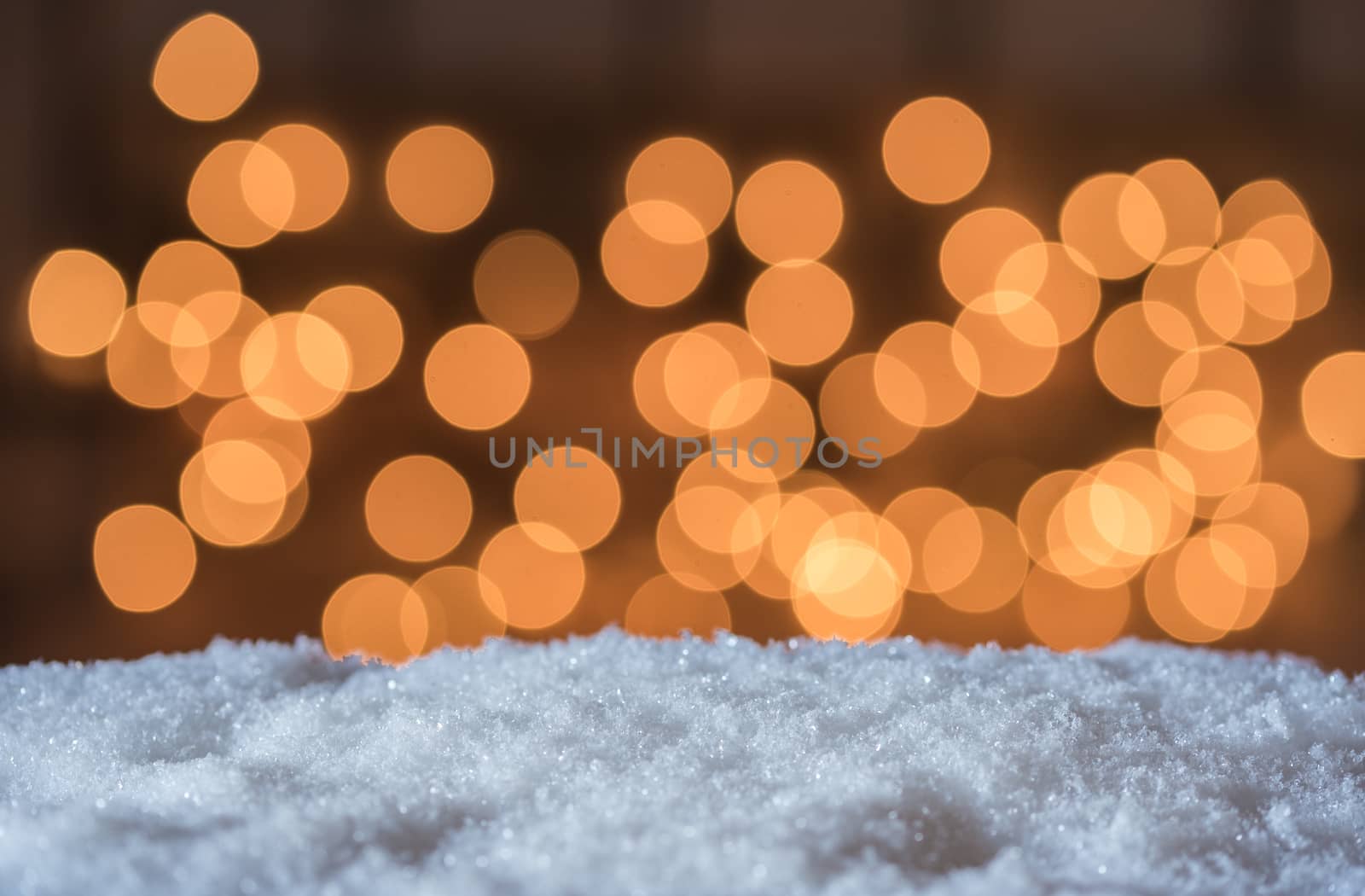 Snow winter christmas background with light bokeh sparkling effect  by Vulcano