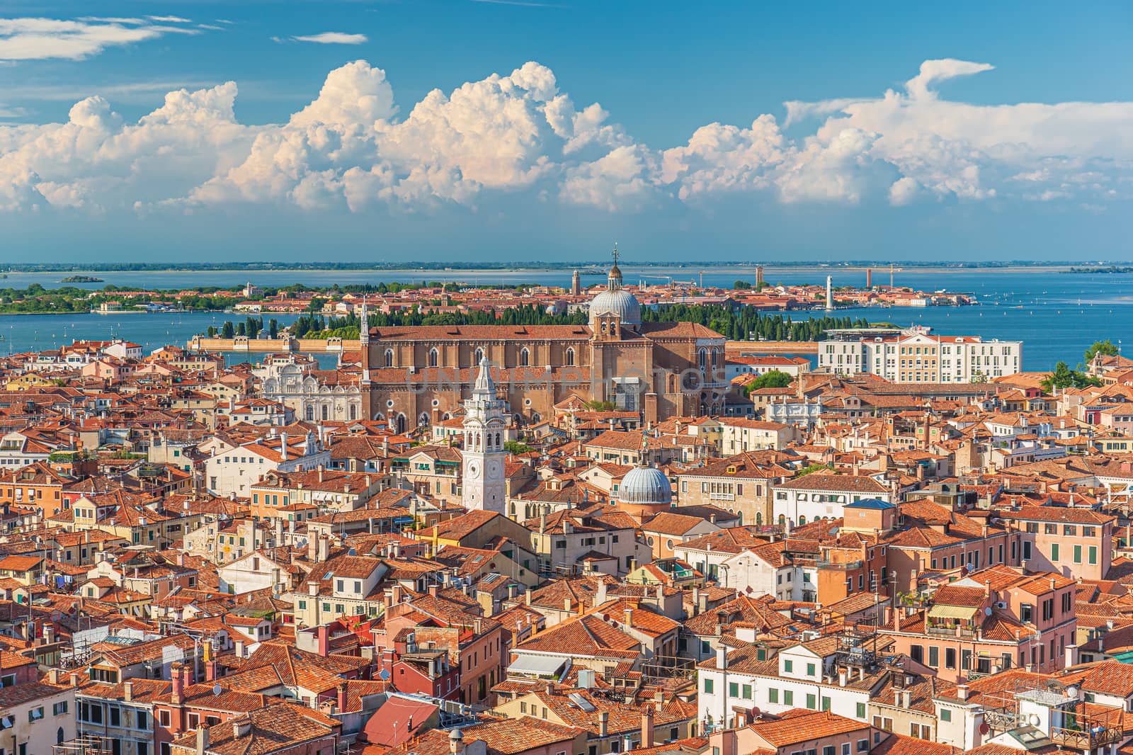 Panoramic aerial view of the historical part of Venice at sunset, Italy by COffe
