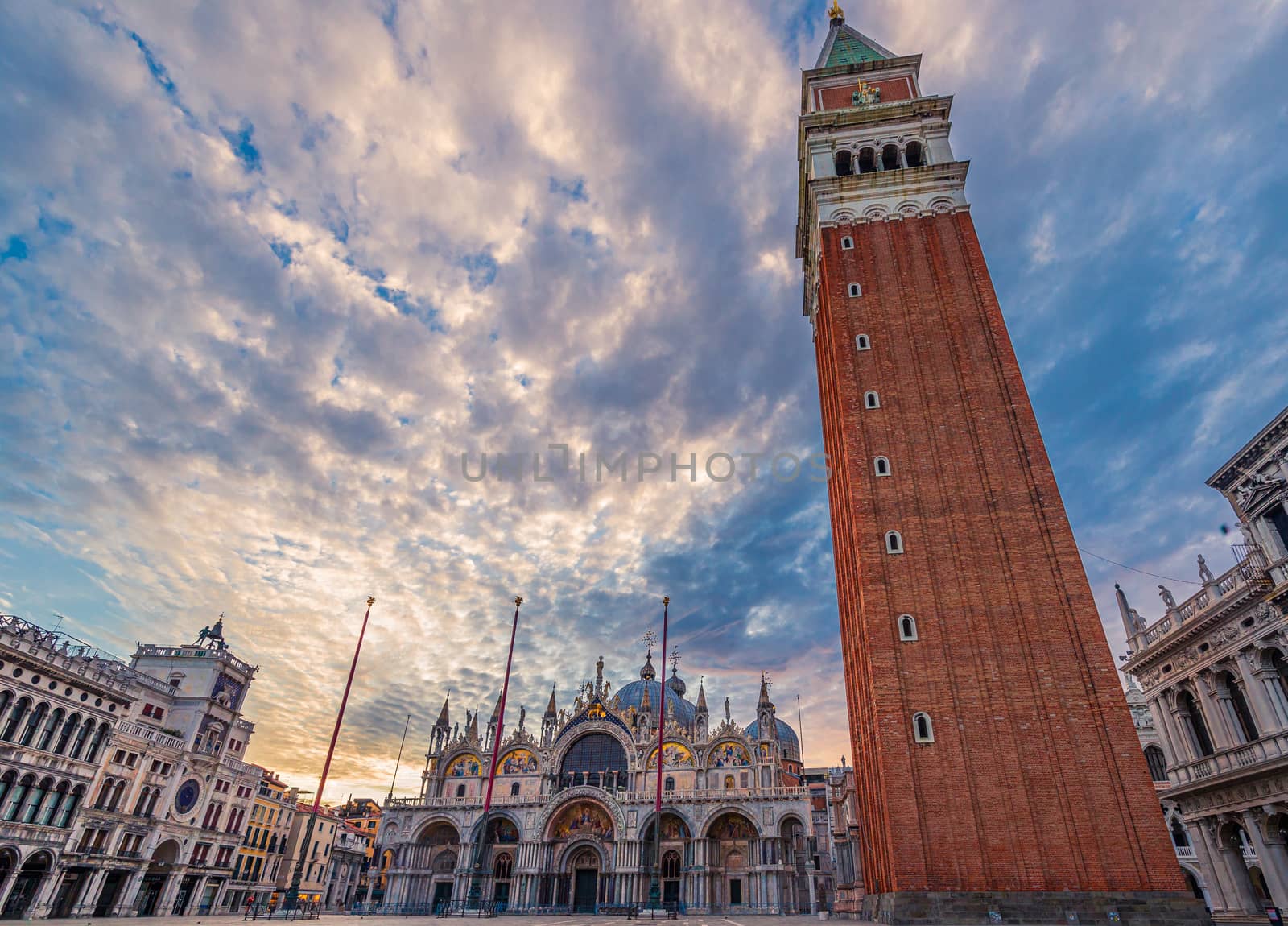 Beautiful view of the St. Mark's square with the campanile in Venice, Italy by COffe