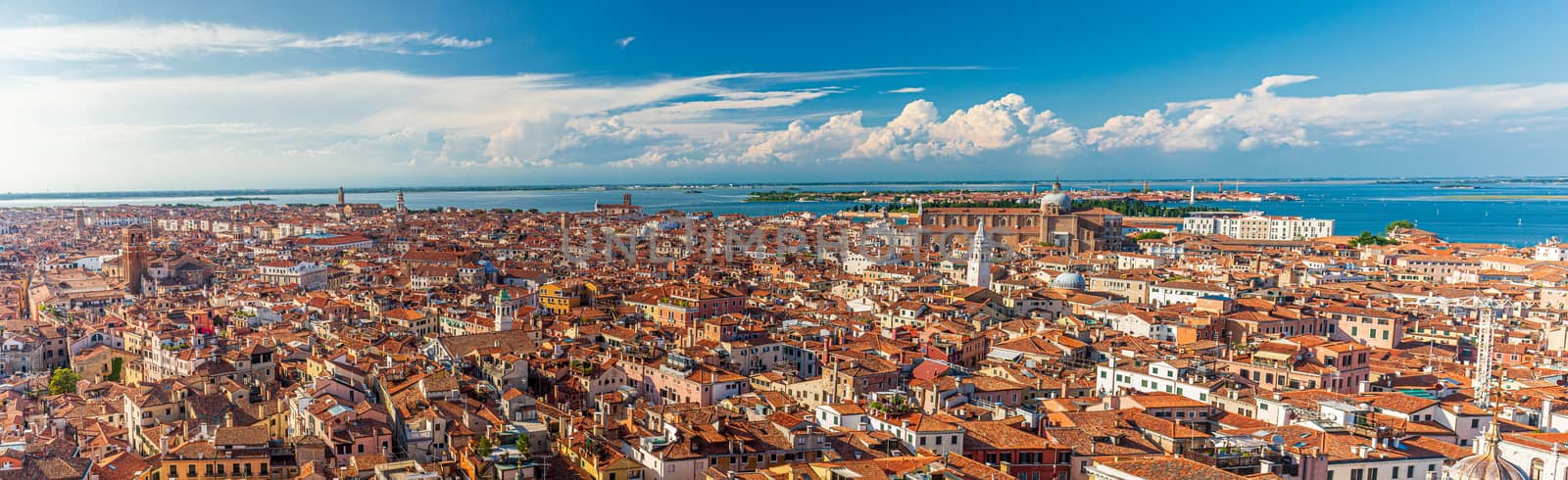 Amazing panoramic aerial view of Venice from St. Mark Campanile bell tower by COffe