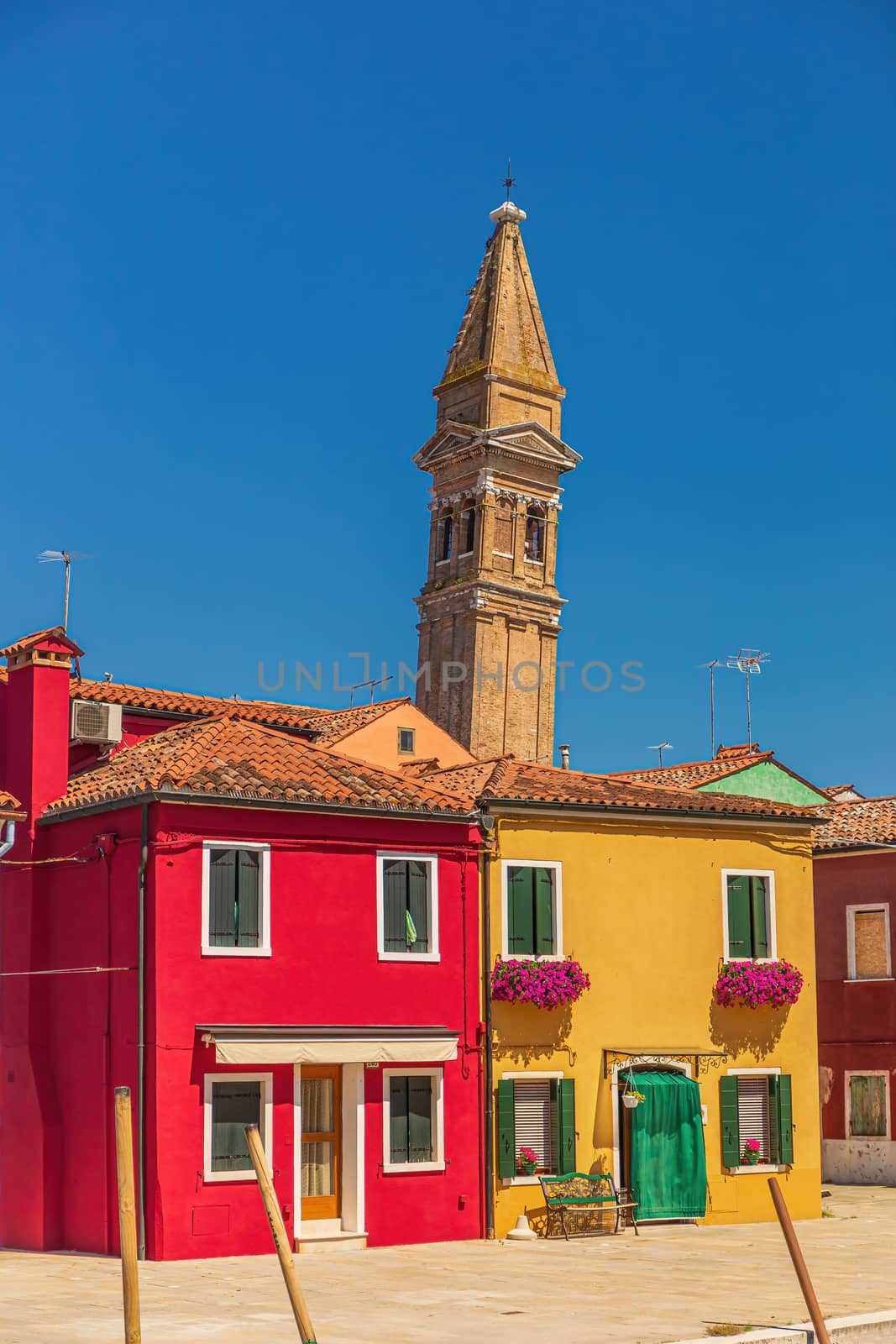 The Leaning Bell Tower on the island of Burano - Venice, Italy by COffe