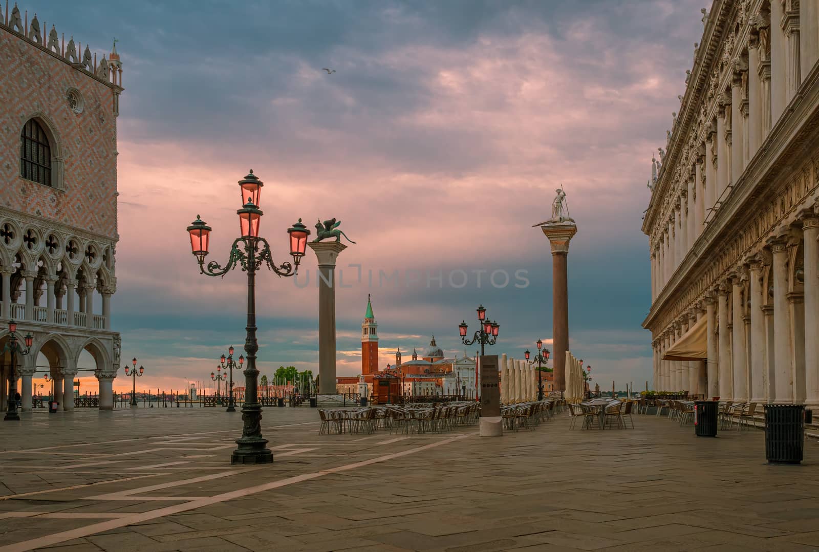 Beautiful view of the St. Mark's column on Piazza San Marco in Venice, Italy by COffe
