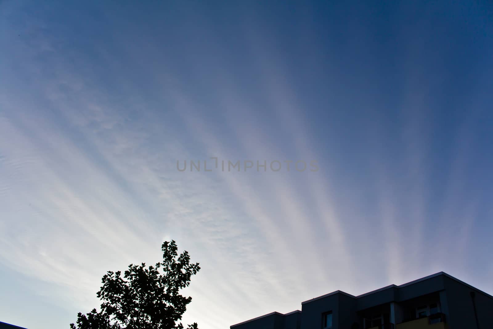 Rare, beautiful cloud formation at sunset in the evening by Arkadij