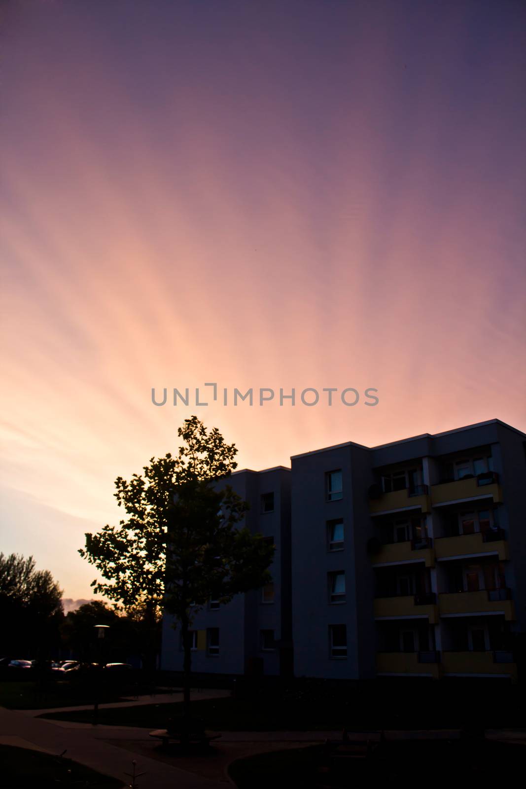 Rare, beautiful cloud formation at sunset in the evening by Arkadij