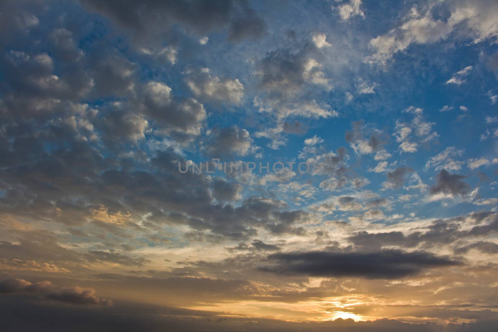 Amazing and rare, beautiful cloud formation at sunset in the evening