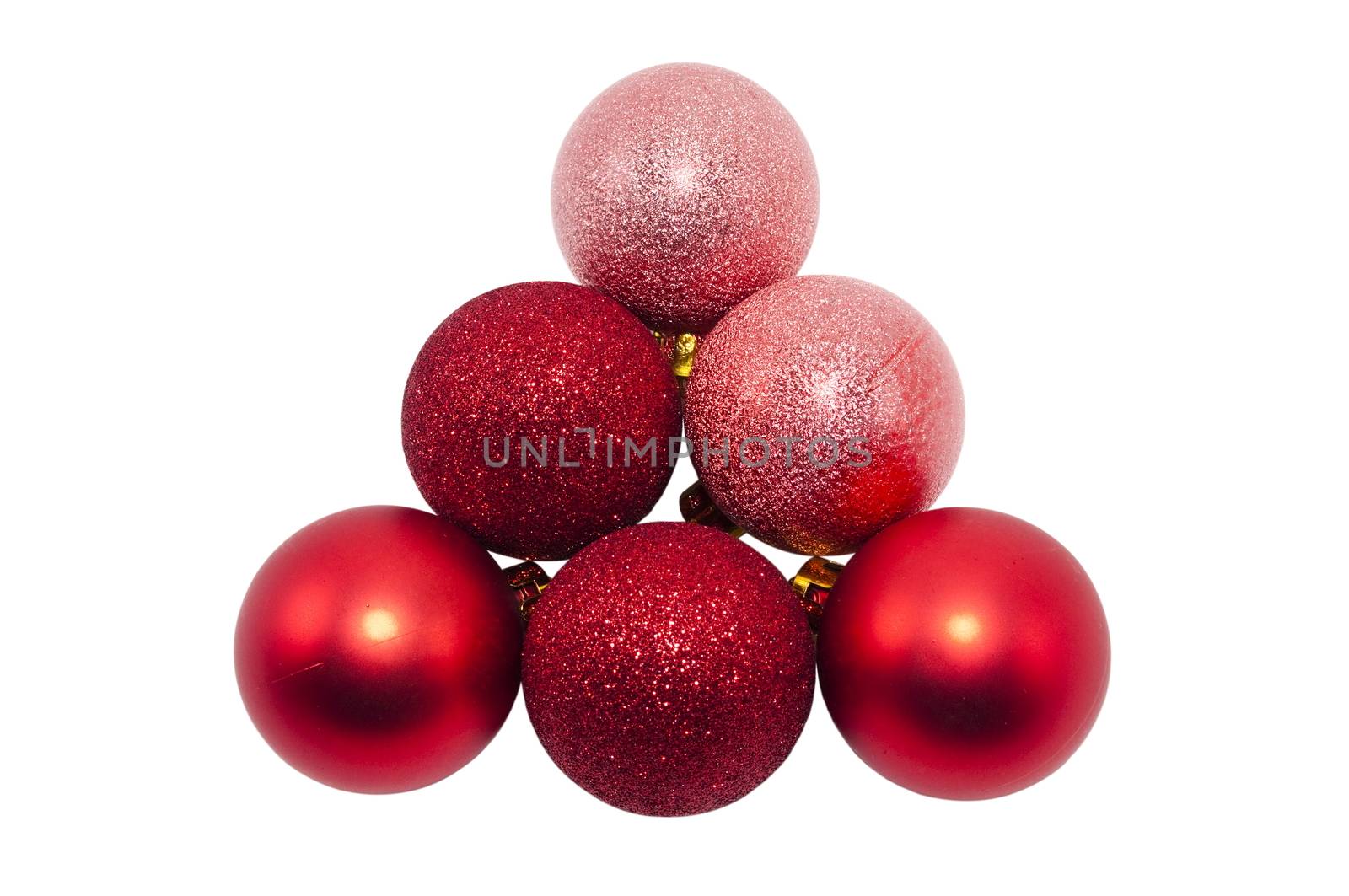 red Christmas balls isolated on a white background