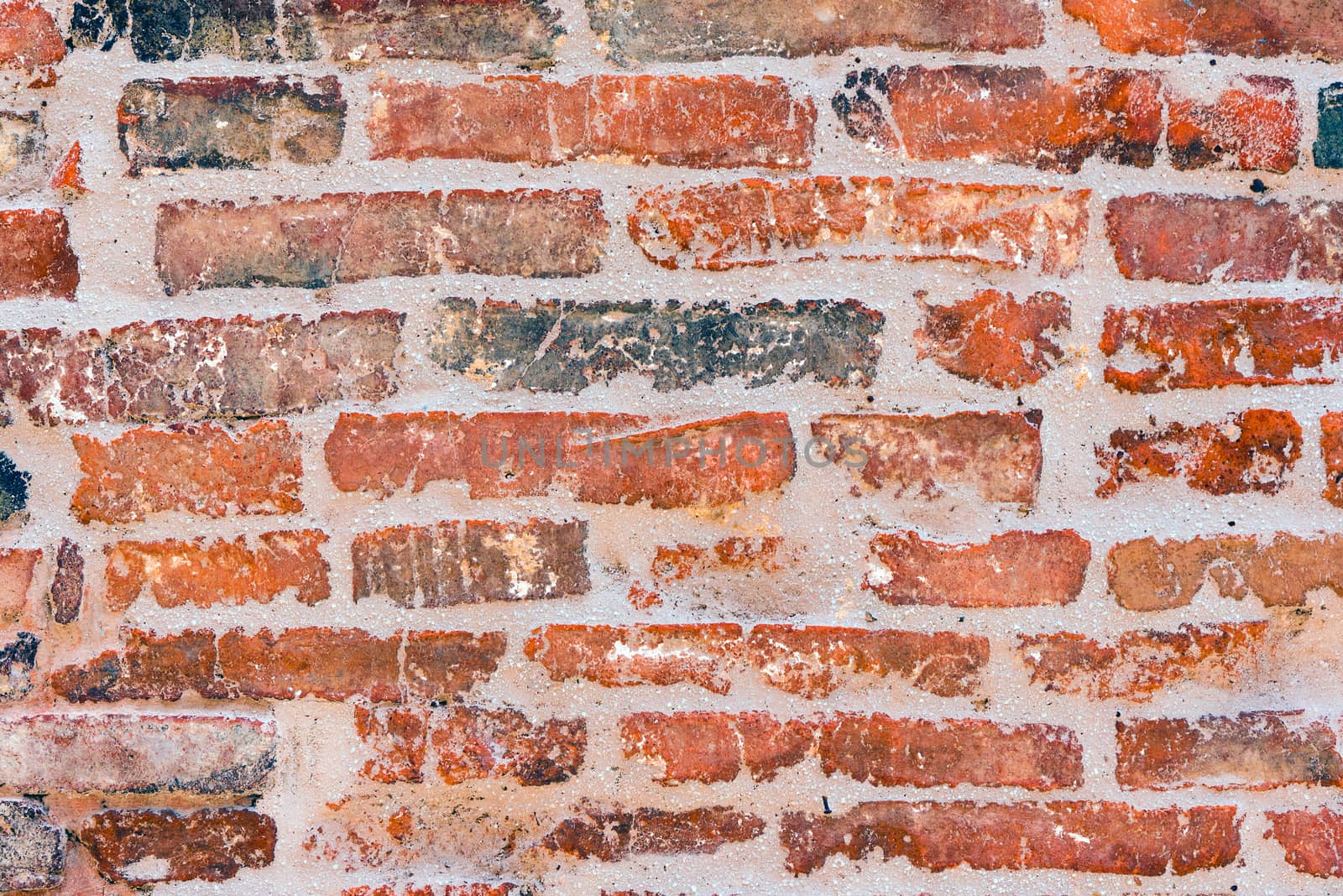 Background from an old and rugged red brickwall