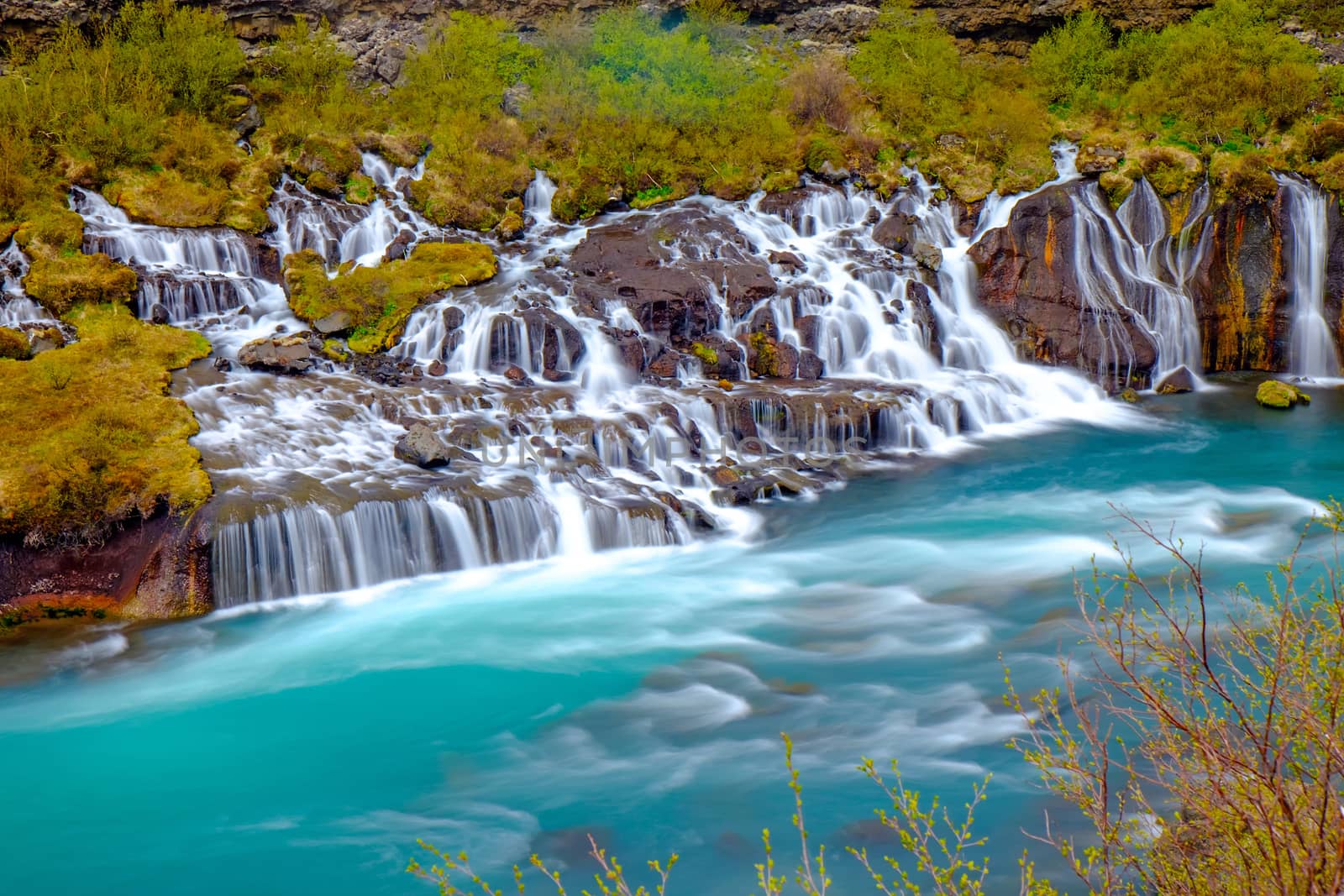 The tiny Hraunfossar falls, Iceland by elxeneize