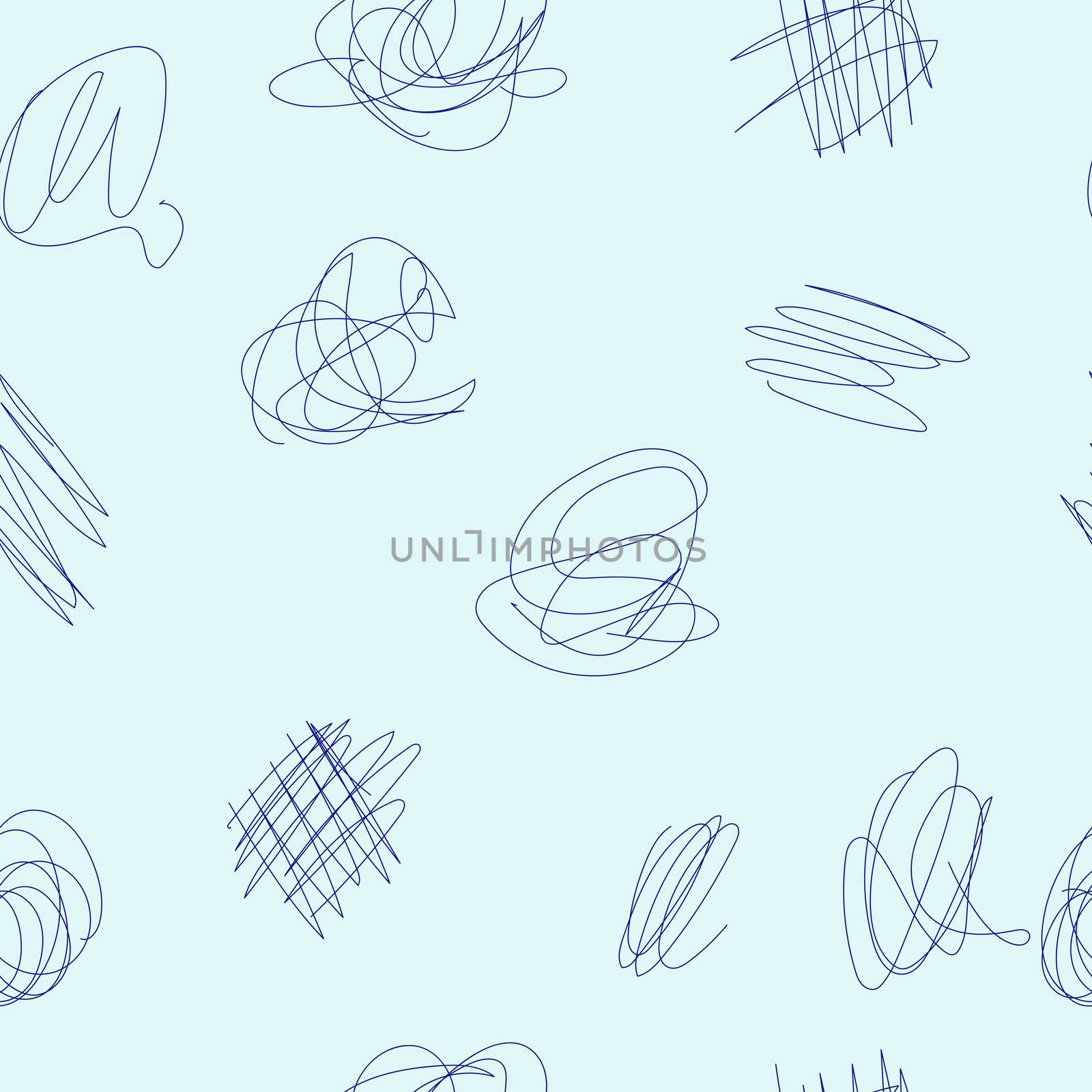 Seamless pattern of hand drawn doodle shapes, design elements. The scribble of a gel pen