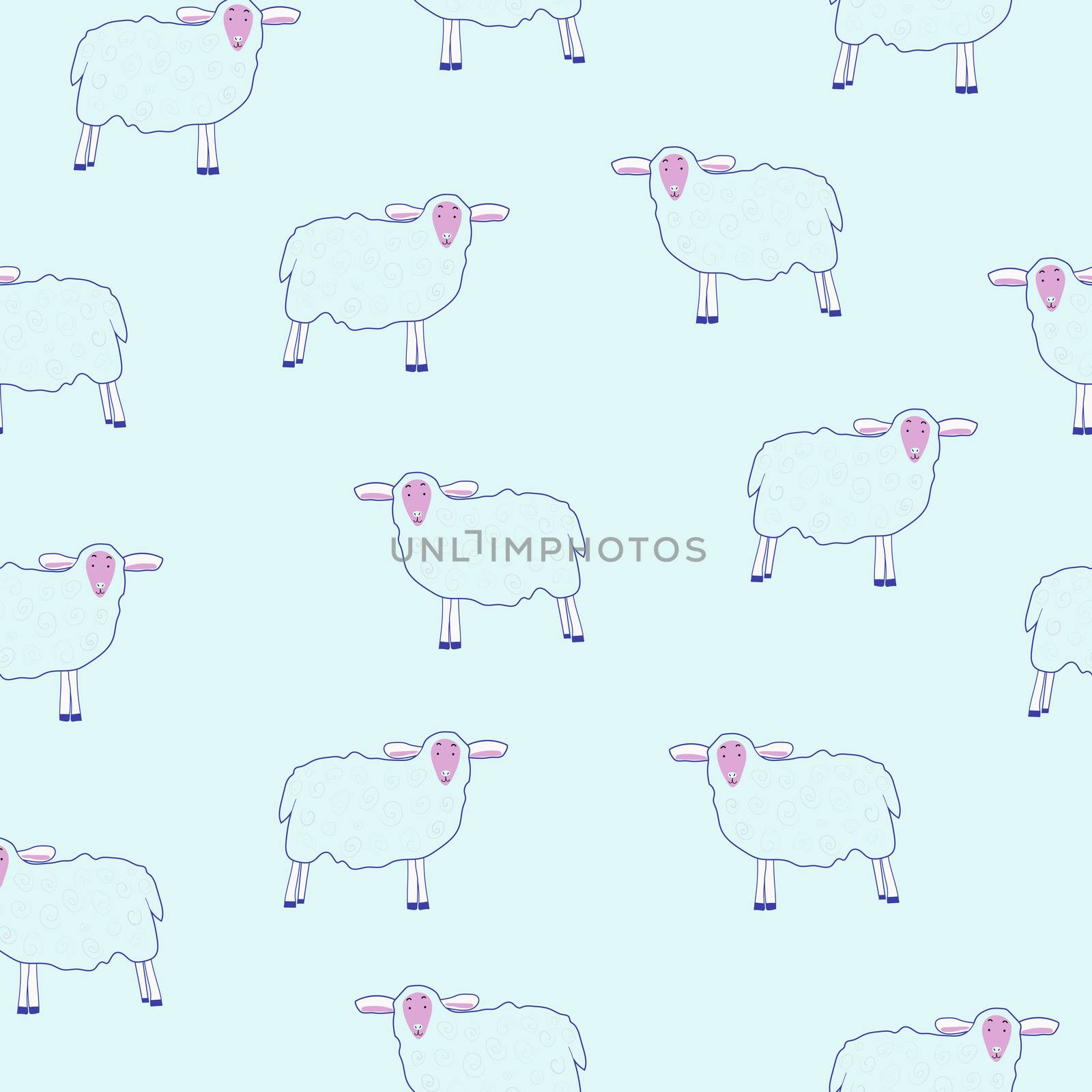 Seamless pattern of lamb. Background of rams. Illustration for textiles and wallpaper.