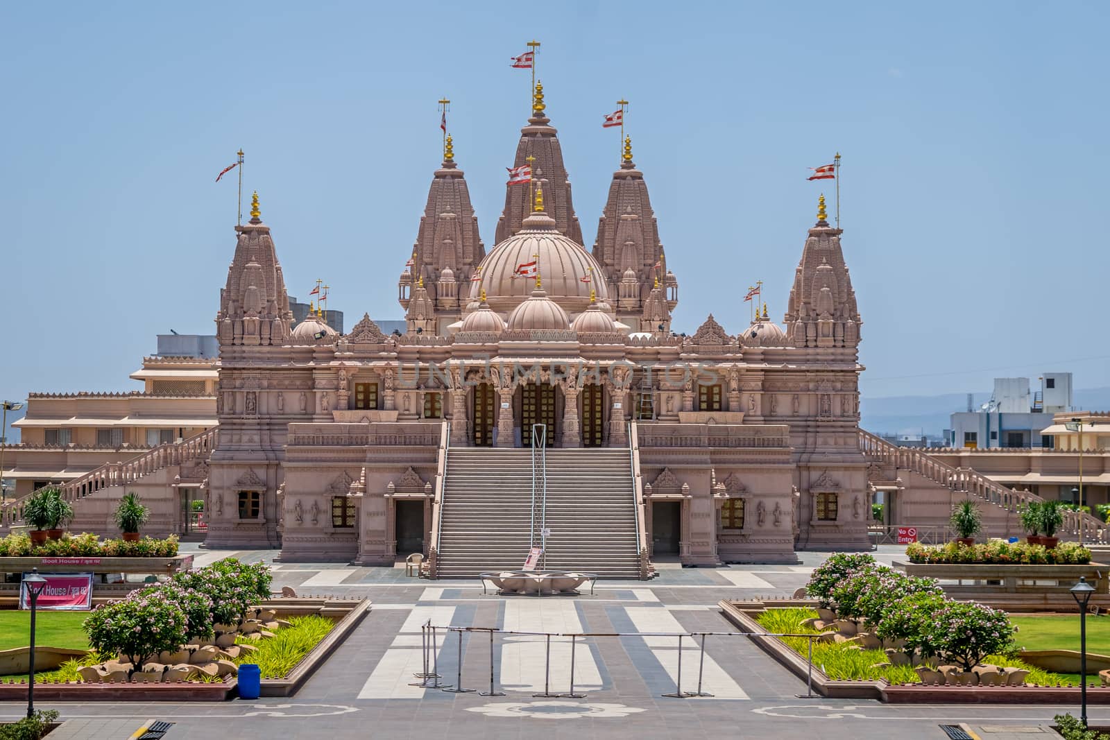 Isolated image of Shree Swaminarayan temple, Ambegaon, Pune, Maharashtra, India