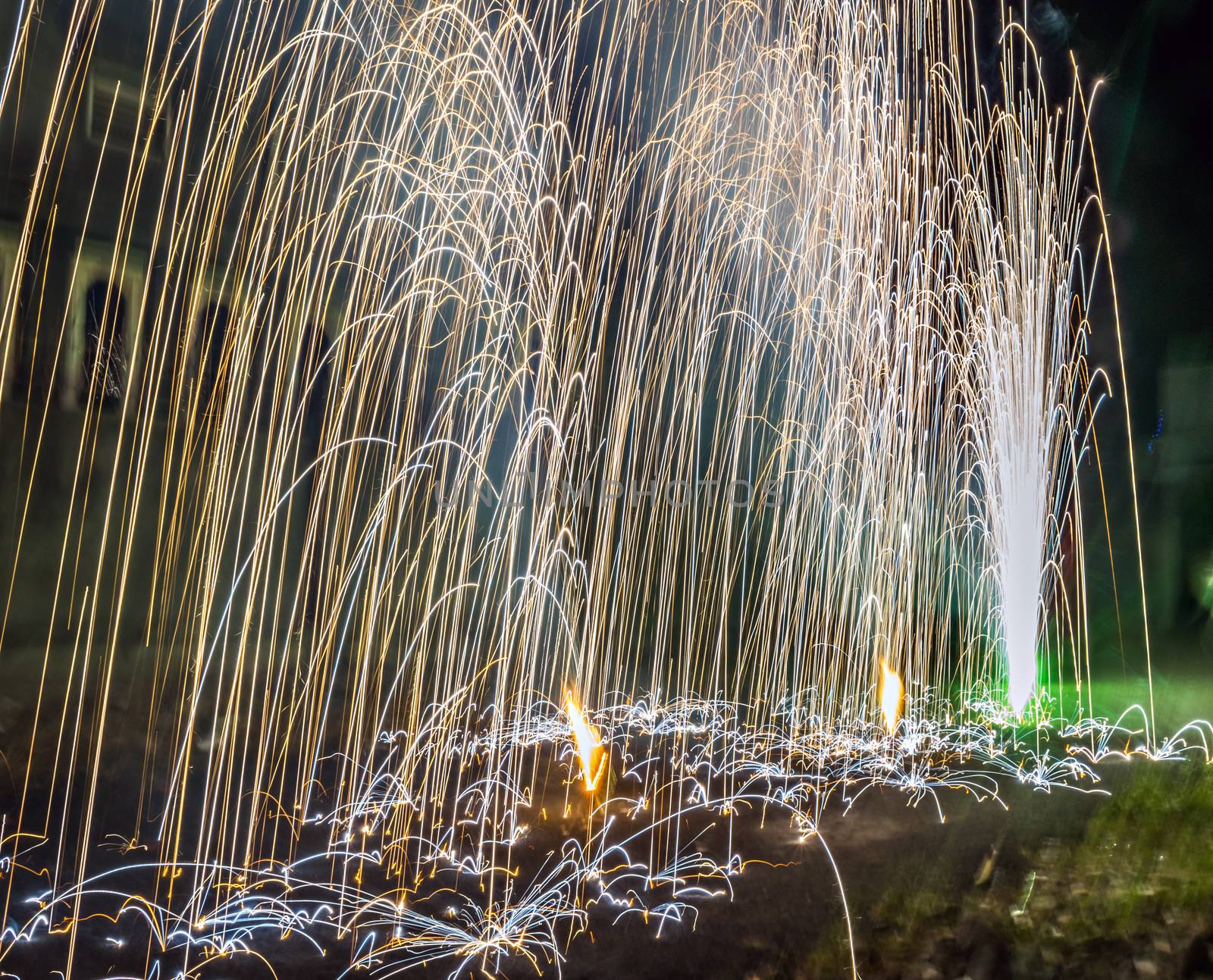 Slow shutter image of Deepavali fireworks in Maharashtra, India.