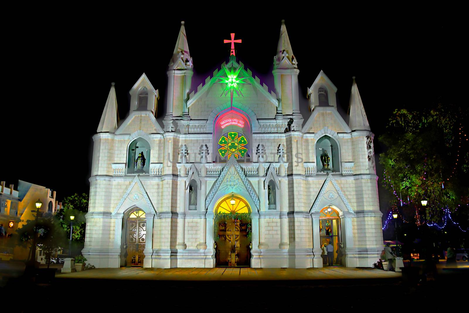 The 160 year old magnificent structure and an iconic landmark in the city - Saint Patrick’s Cathedral. It is specially illuminated on Christmas eve. by lalam