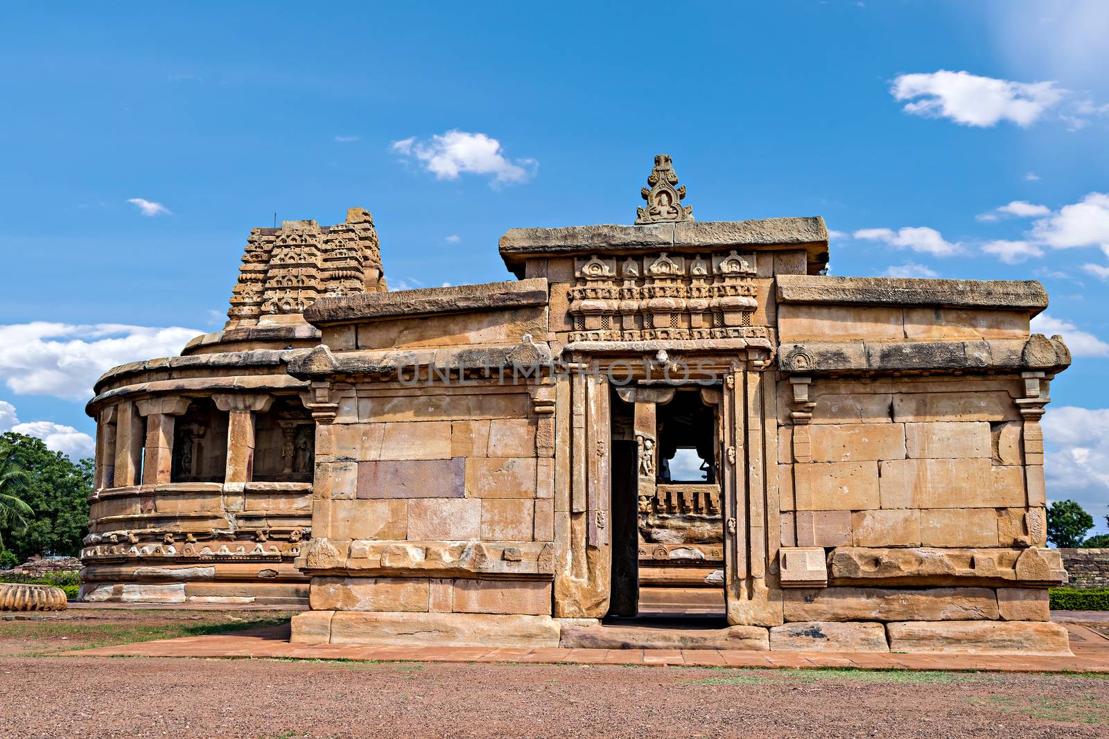 Beautifully carved Left side entrance of Durga temple, Aihole, Karnataka, India. by lalam