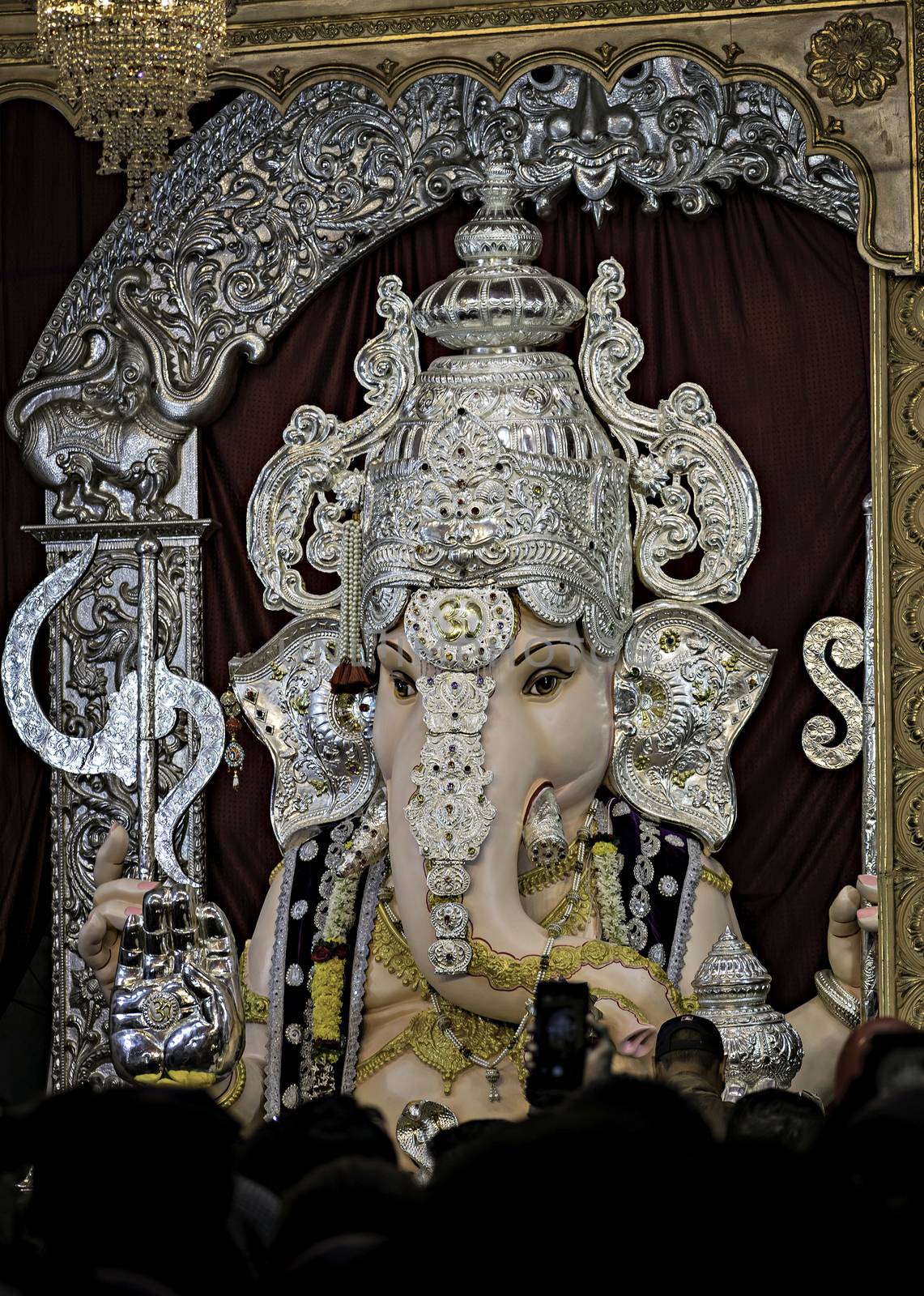 Huge idol of Lord Ganesh installed by  Tulshibaug Mandal  during Ganesh festival in Pune, India. by lalam