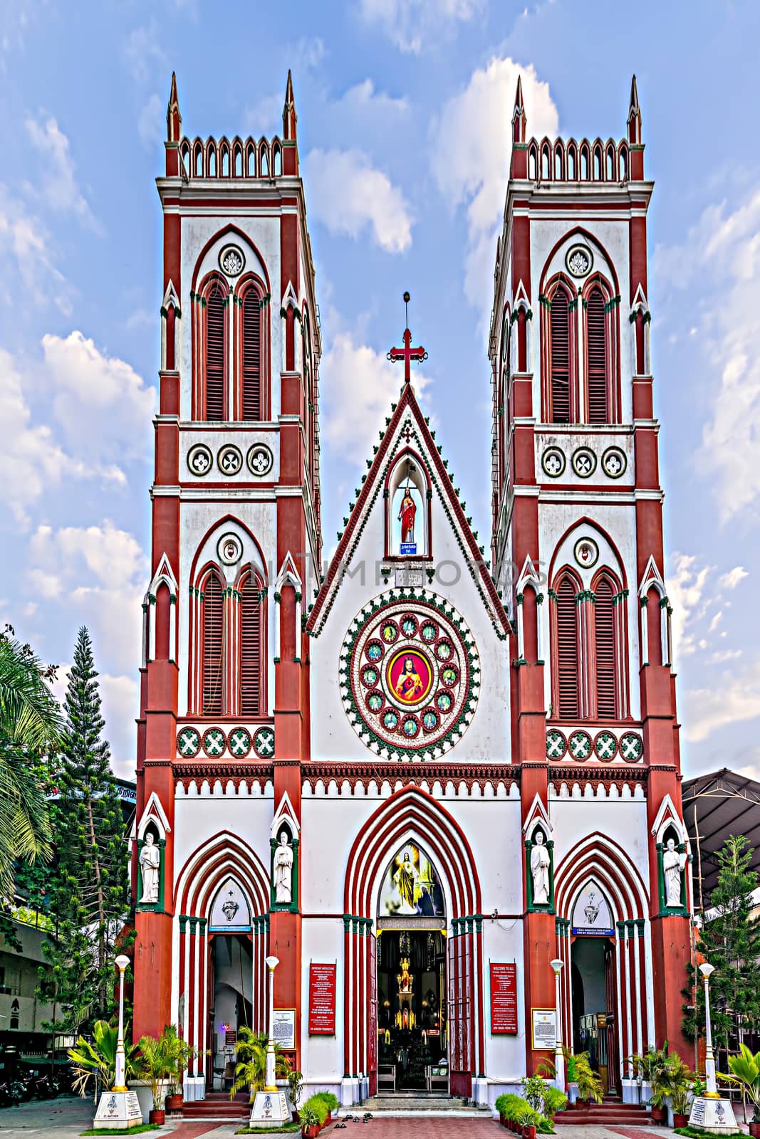 Basilica of the Sacred Heart of Jesus church situated on the south boulevard of Pondicherry, India,. by lalam