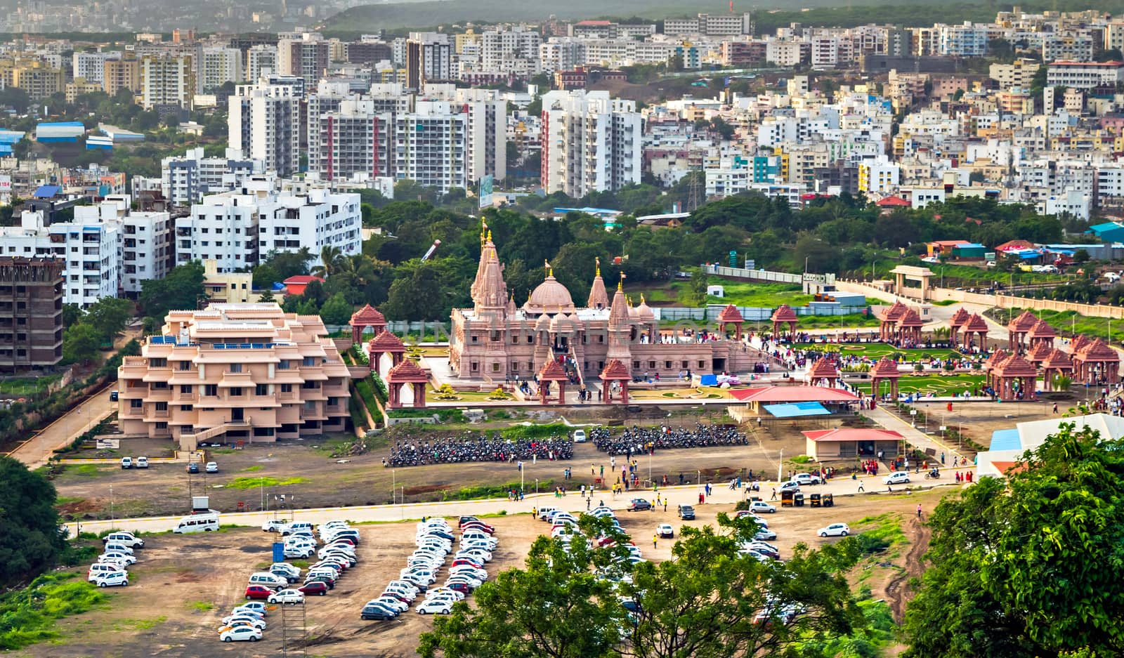 Hill side view of Shree Swaminarayan temple Mandir in  Ambe Gaon,  Pune . by lalam