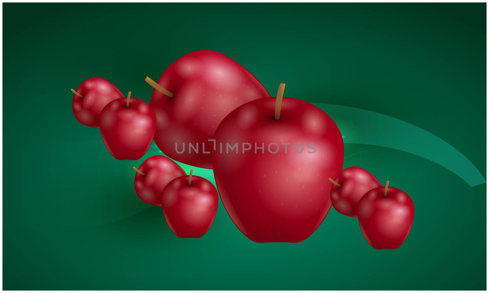 mock up illustration of real apples on abstract background