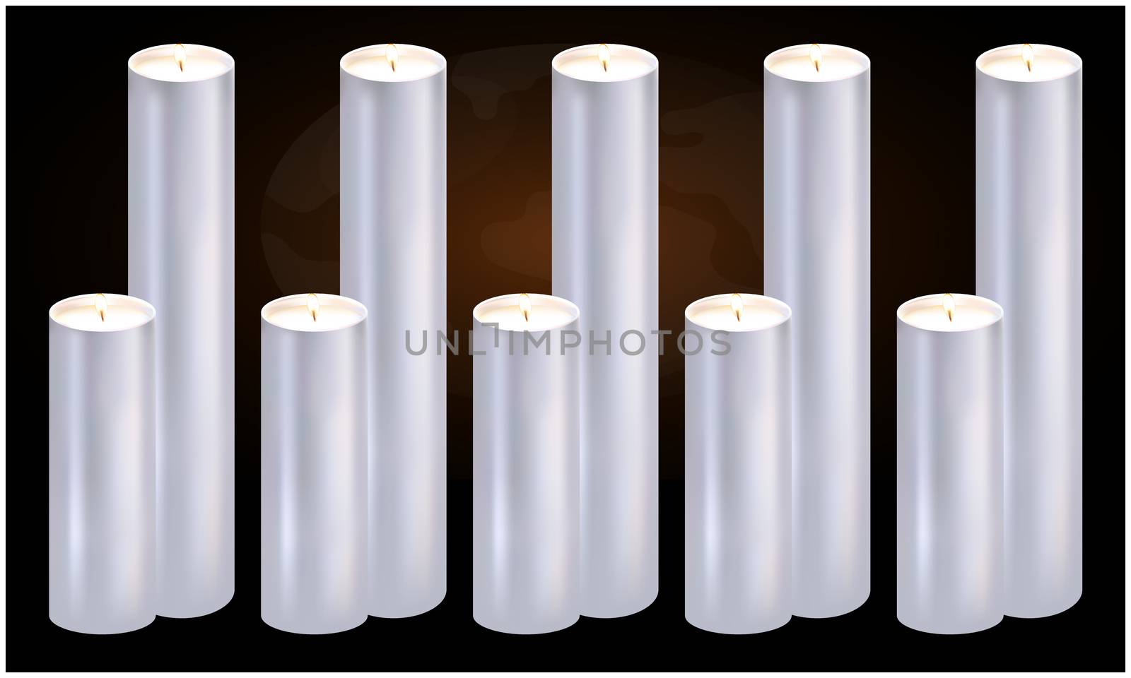 several burning candles on abstract dark backgrounds