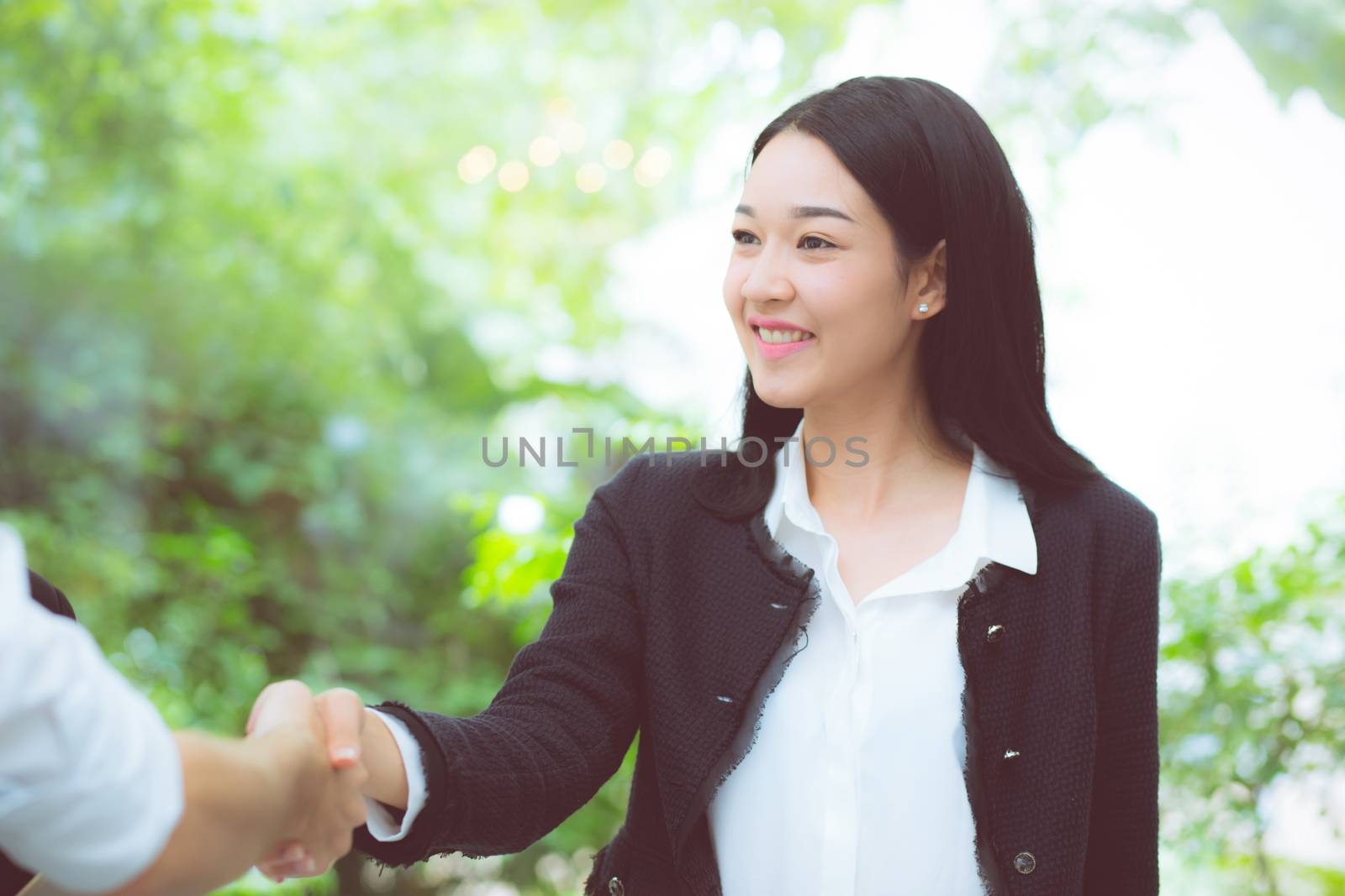 business people colleagues handshake with success during meeting.